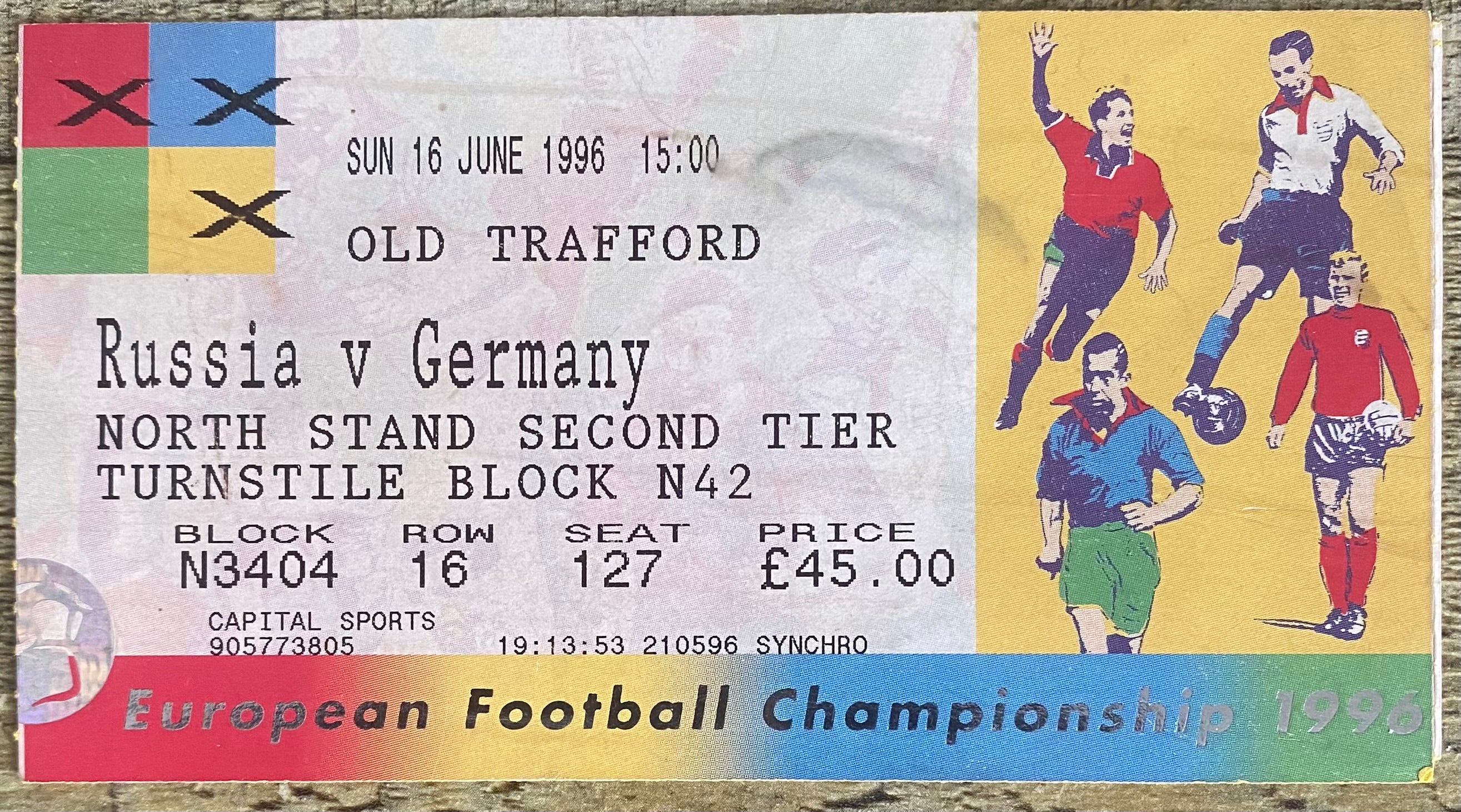 1996 ORIGINAL EUROPEAN CHAMPIONSHIPS EURO 96 TICKET GERMANY V RUSSIA @ OLD TRAFFORD