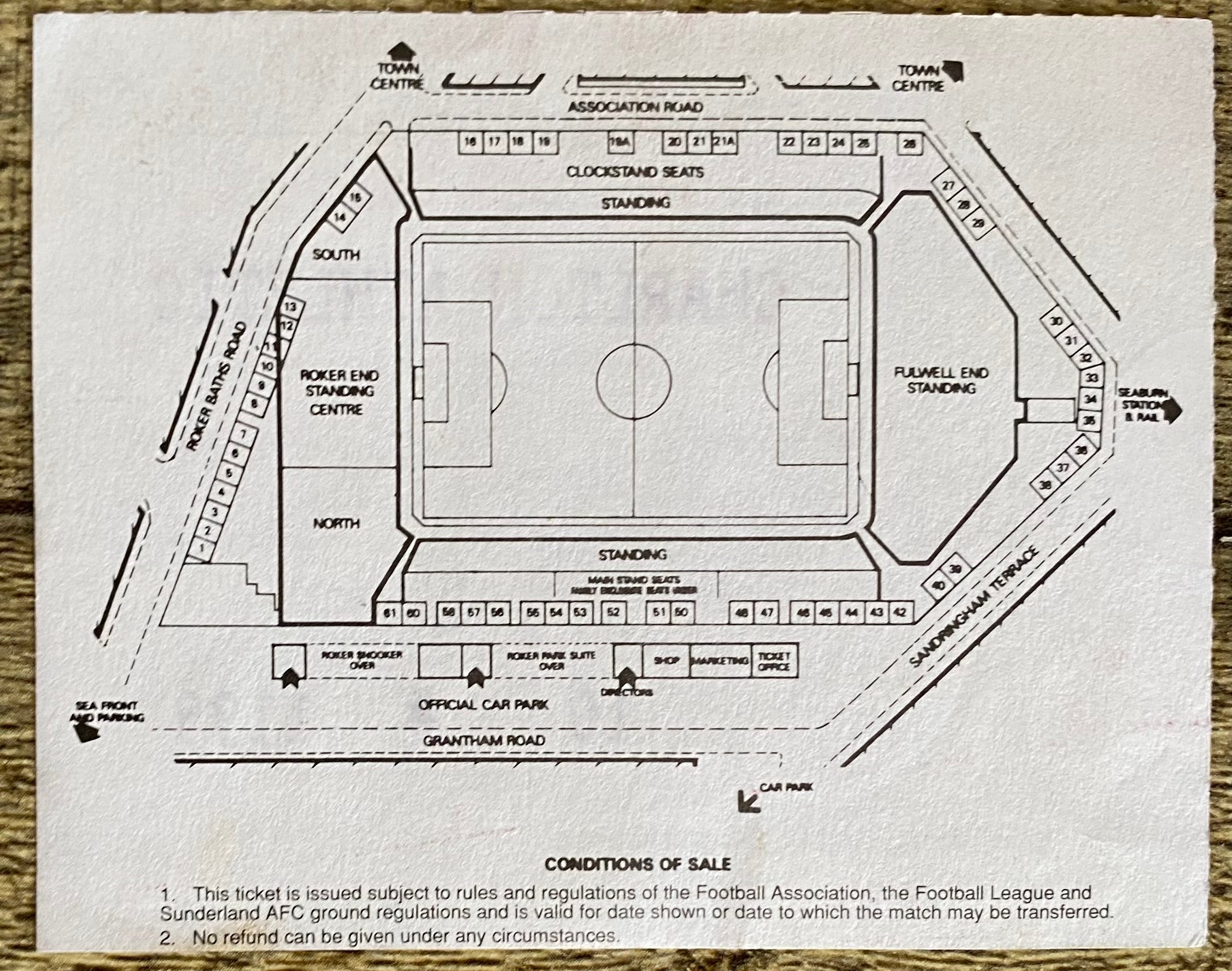 1995/96 ORIGINAL DIVISION ONE TICKET SUNDERLAND v CHARLTON ATHLETIC
