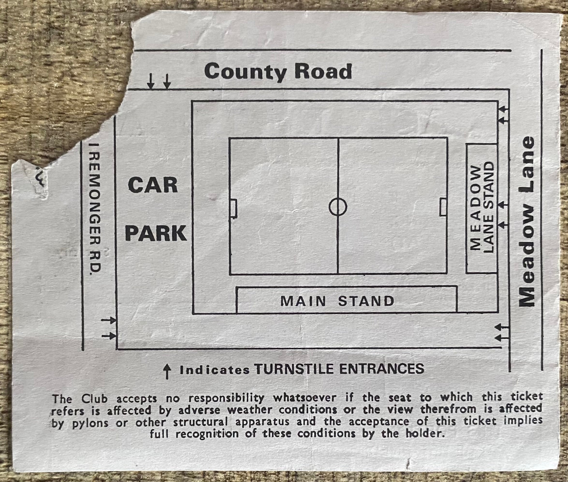 1973/74 ORIGINAL DIVISION 2 TICKET NOTTS COUNTY V ASTON VILLA