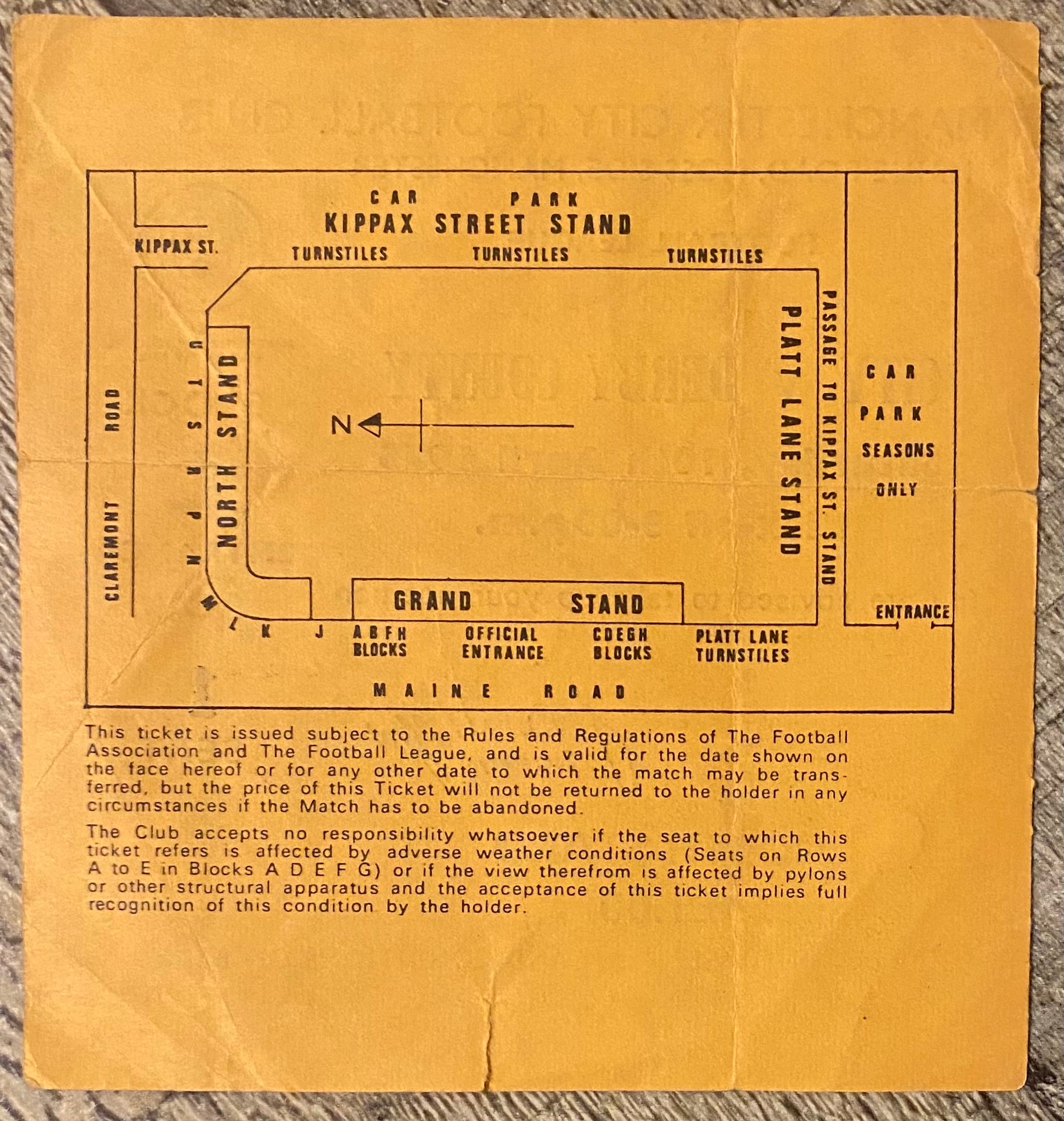 1975/76 ORIGINAL DIVISION 1 TICKET MANCHESTER CITY V DERBY COUNTY