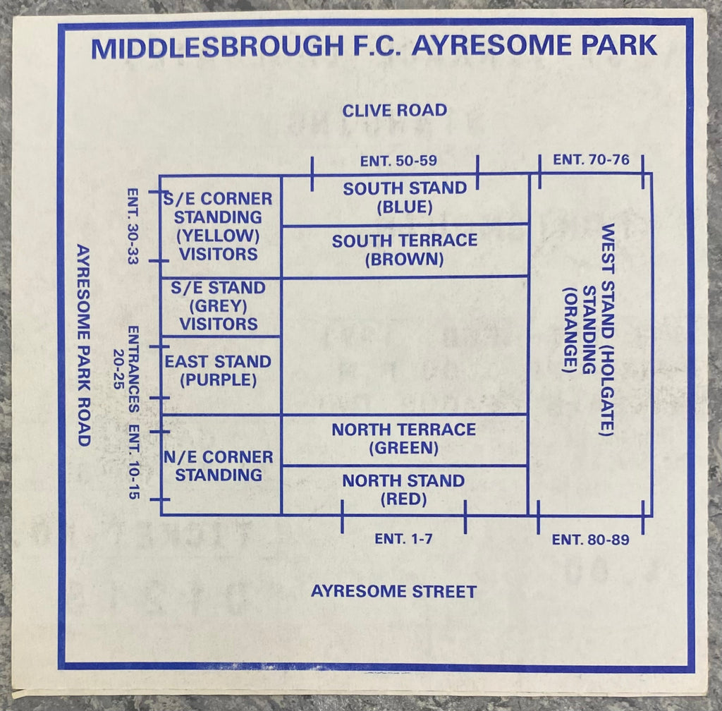 1990/91 ORIGINAL DIVISION 2 TICKET MIDDLESBROUGH V PORTSMOUTH