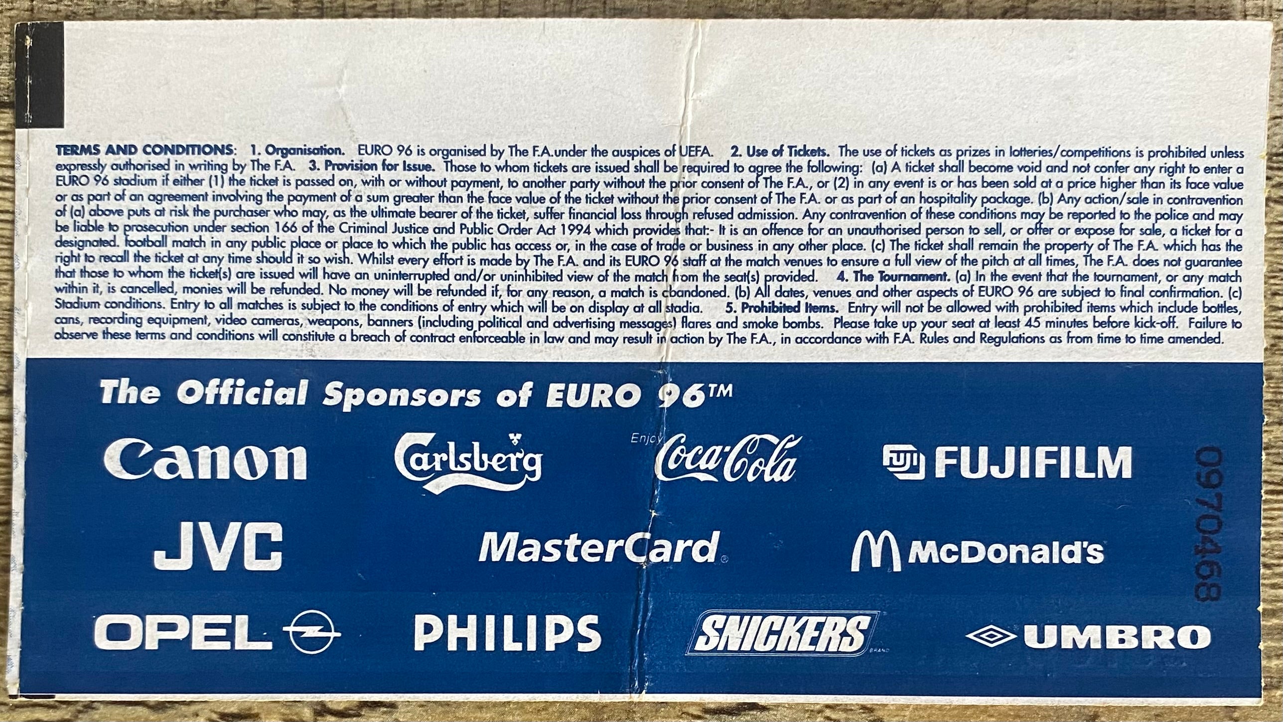 1996 ORIGINAL EUROPEAN CHAMPIONSHIPS EURO 96 TICKET TURKEY V PORTUGAL @ CITY GROUND