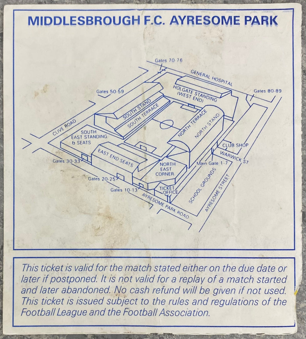 1992/93 ORIGINAL PREMIER LEAGUE TICKET MIDDLESBROUGH V ASTON VILLA