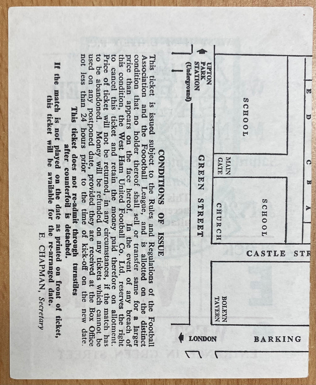 1975/76 ORIGINAL DIVISION ONE TICKET WEST HAM UNITED V MANCHESTER CITY