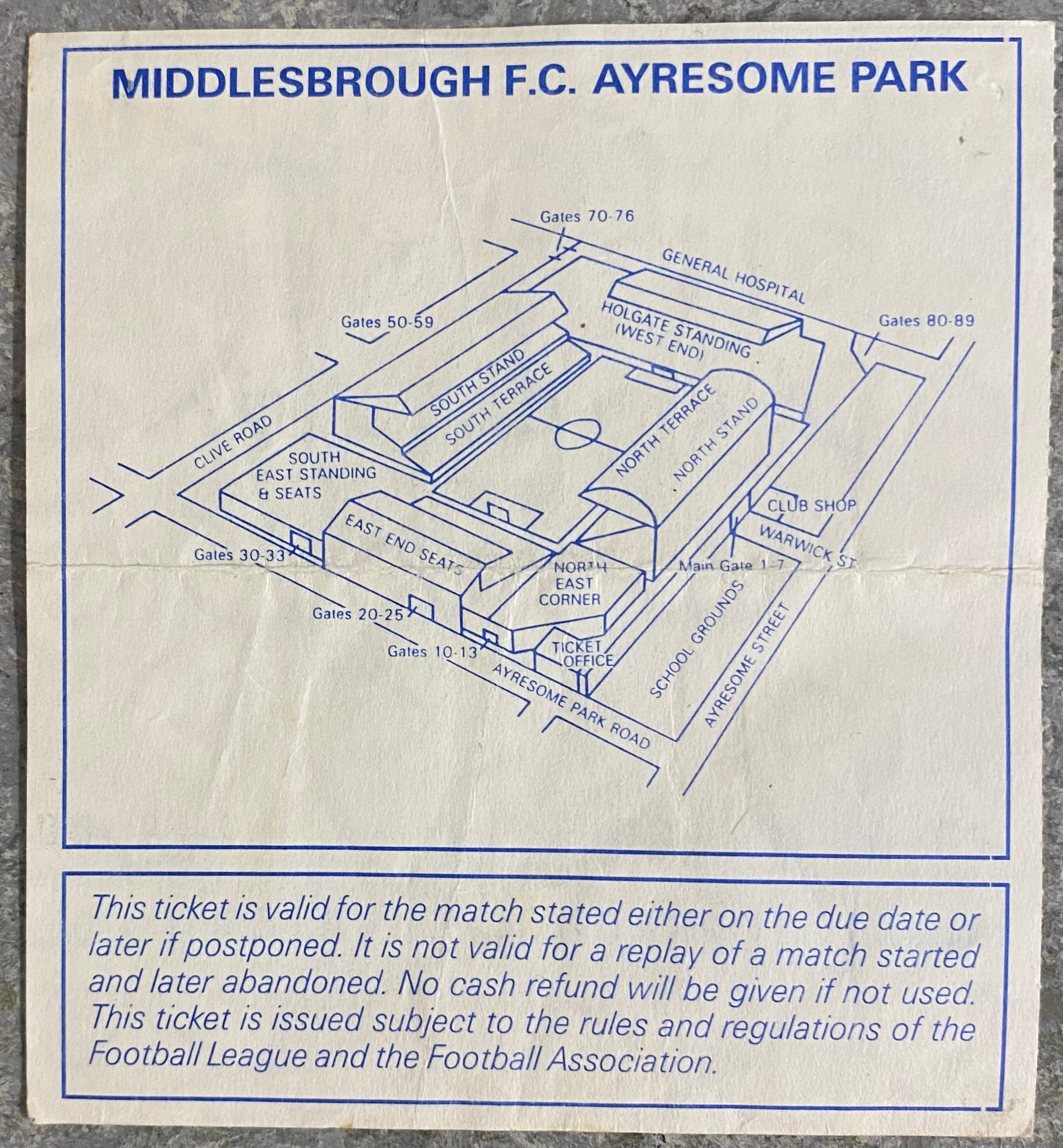 1992/93 ORIGINAL PREMIER LEAGUE TICKET MIDDLESBROUGH V NORWICH CITY
