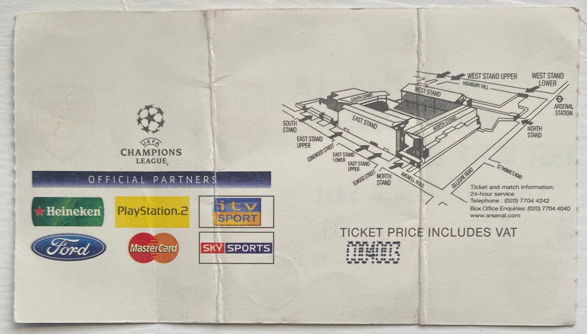 2005/06 ORIGINAL CHAMPIONS LEAGUE 2ND ROUND 2ND LEG TICKET ARSENAL V REAL MADRID
