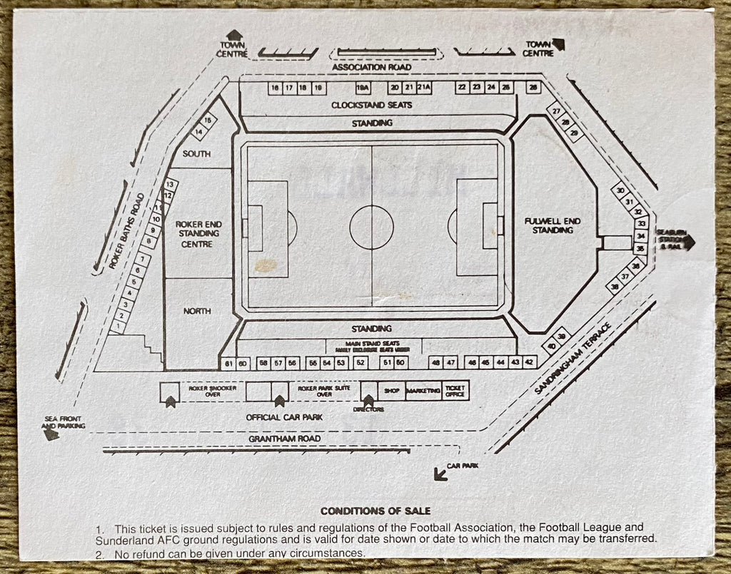 1995/96 ORIGINAL DIVISION ONE TICKET SUNDERLAND v MILLWALL