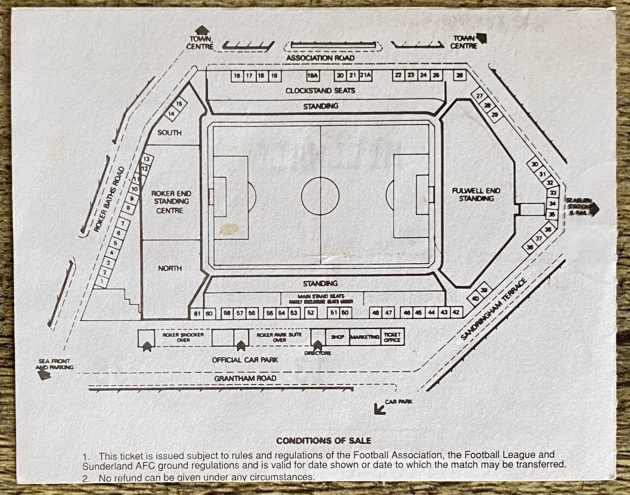 1995/96 ORIGINAL DIVISION ONE TICKET SUNDERLAND v MILLWALL