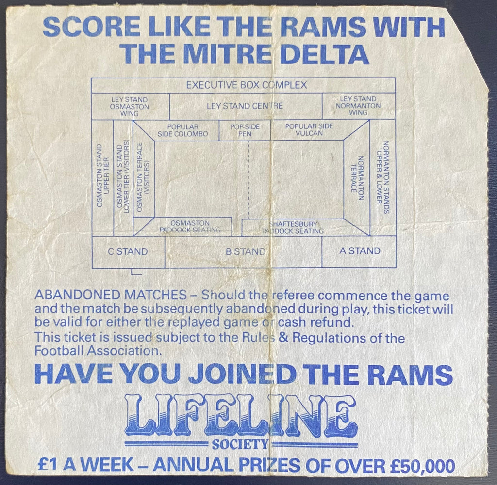 1985/86 ORIGINAL FA CUP 2ND ROUND TICKET DERBY COUNTY V TELFORD UNITED