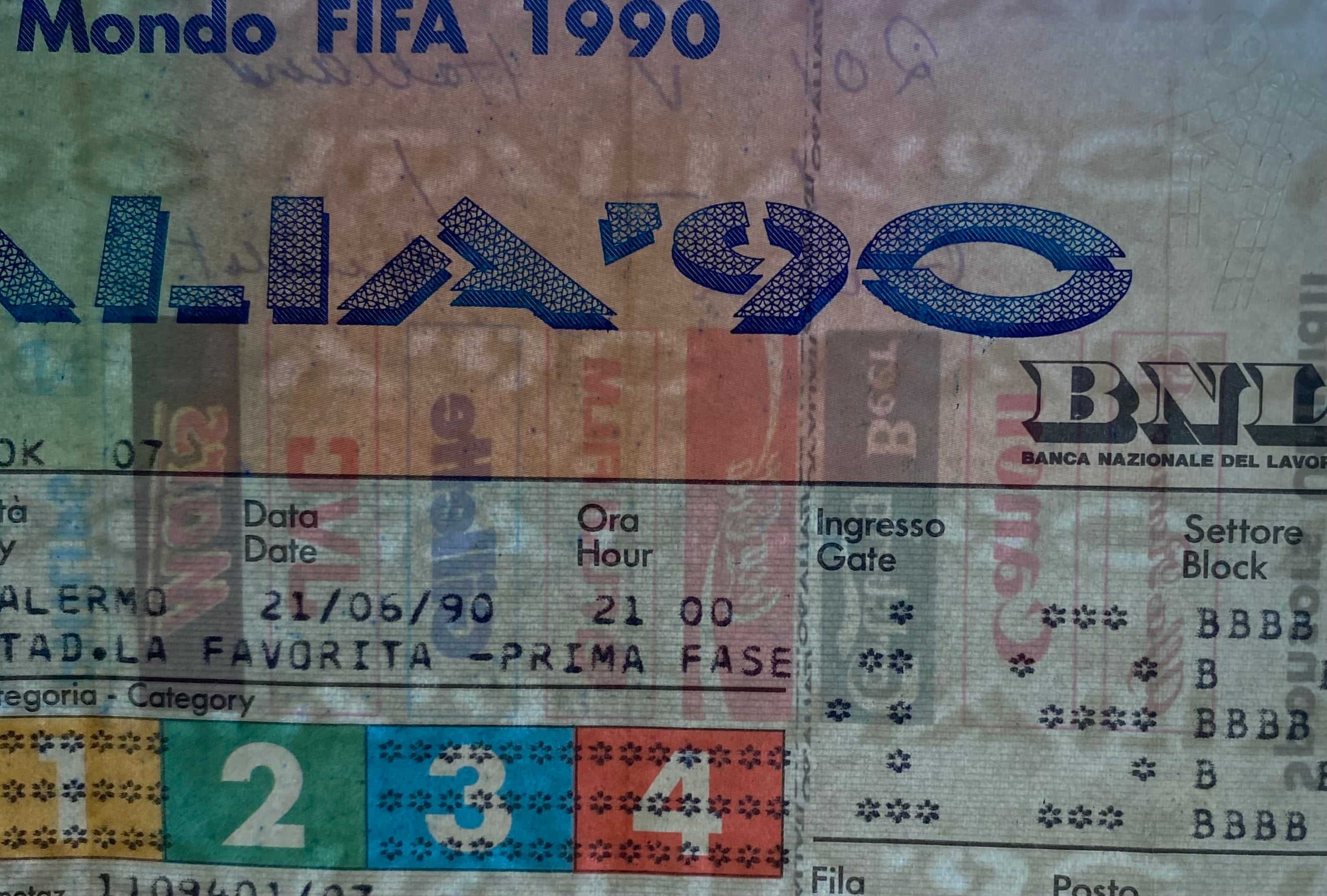 1990 ORIGINAL WORLD CUP 1ST ROUND TICKET REPUBLIC OF IRELAND V NETHERLANDS @ PALERMO