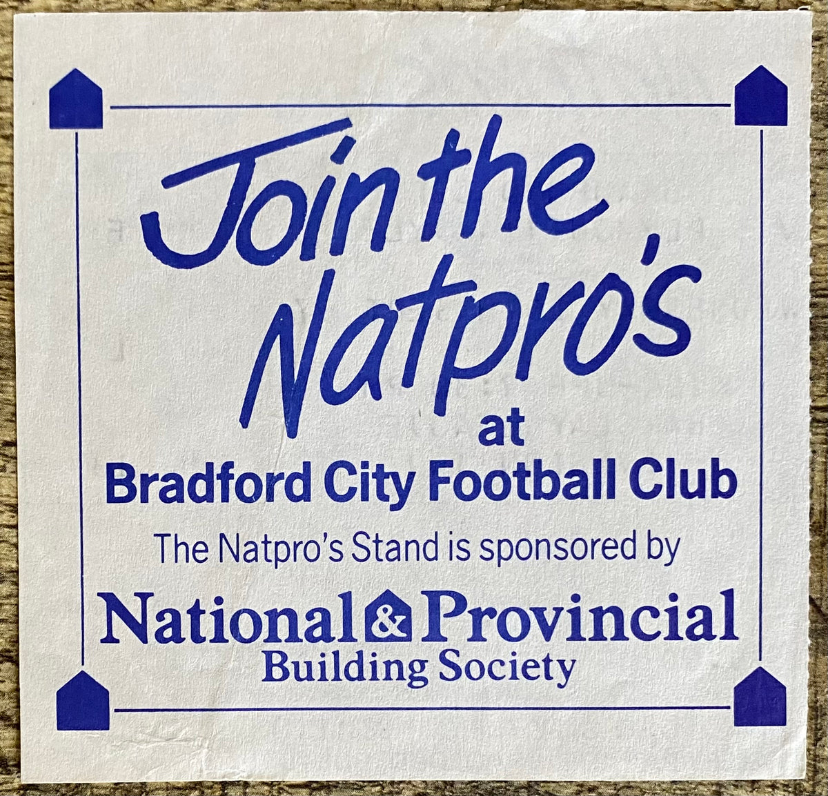 1987/88 ORIGINAL DIVISION 2 TICKET BRADFORD CITY V PLYMOUTH ARGYLE