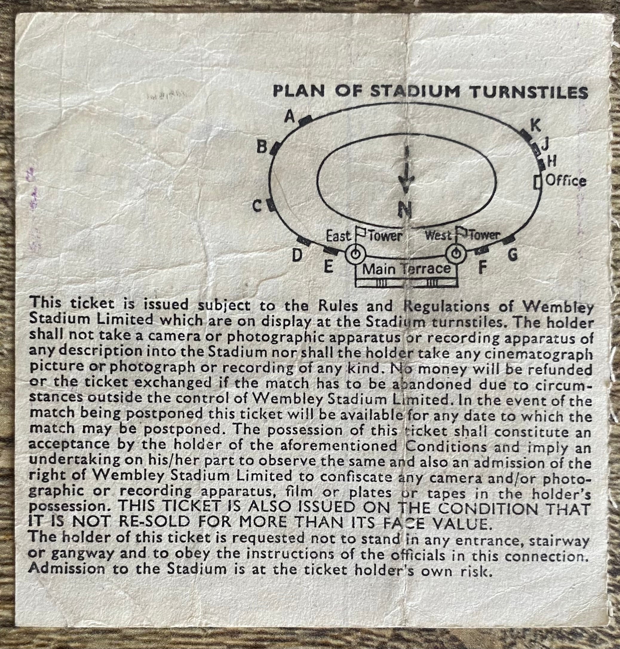 1981 ORIGINAL LEAGUE CUP FINAL TICKET LIVERPOOL V WEST HAM UNITED
