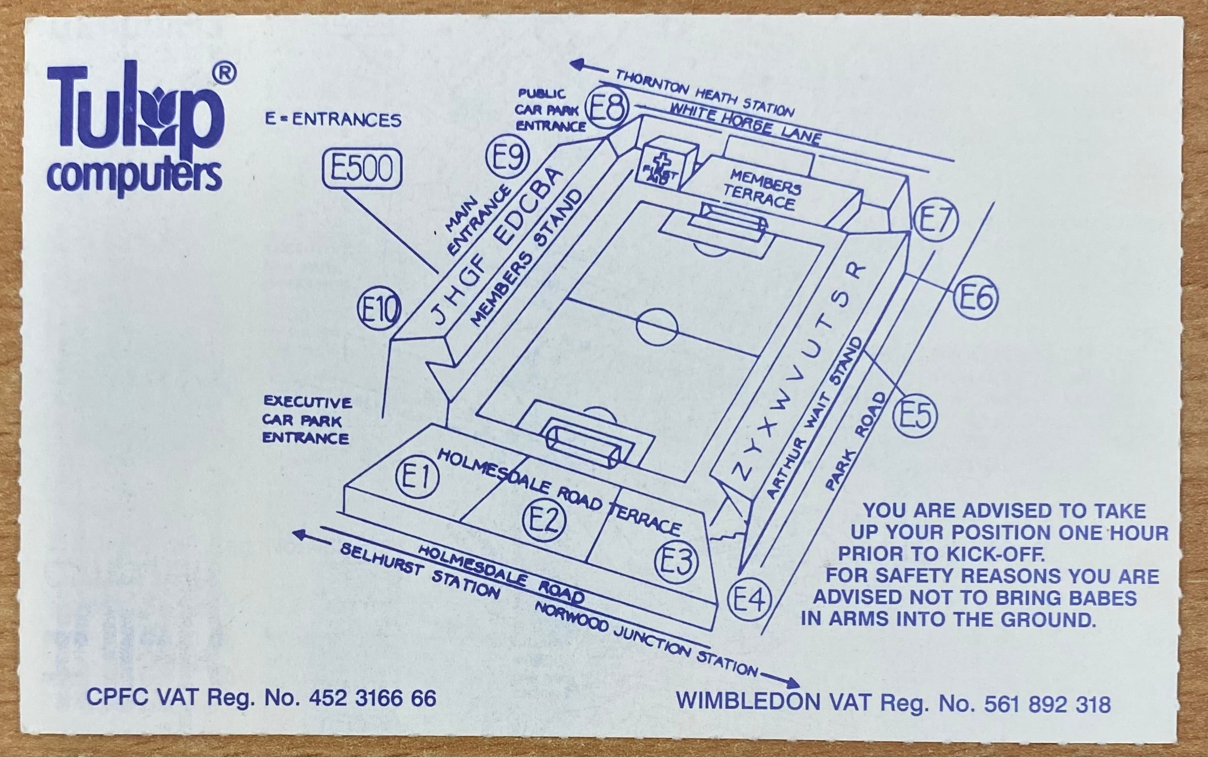 1991/92 ORIGINAL DIVISION 1 TICKET CRYSTAL PALACE V NOTTS COUNTY