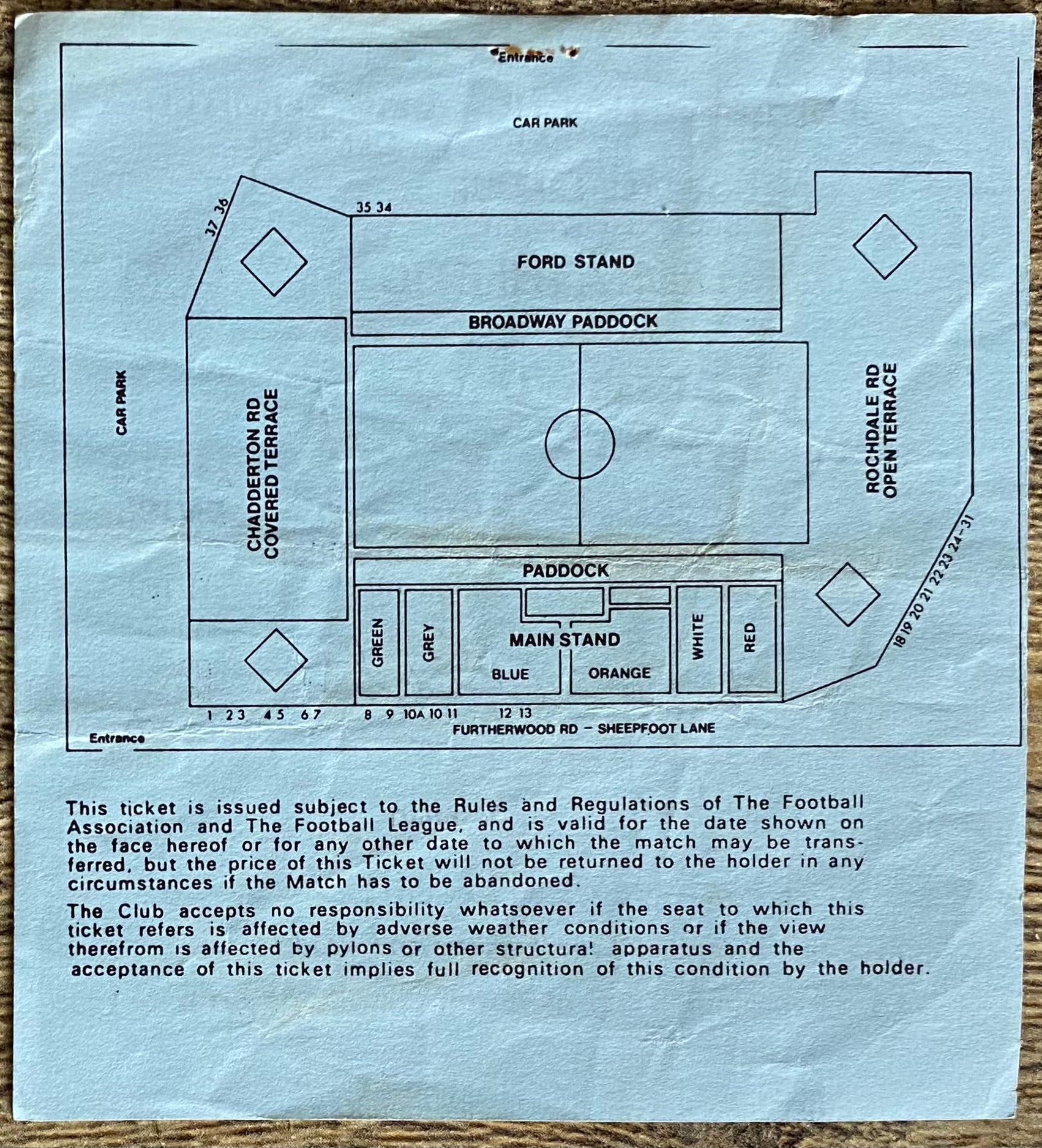 1974/75 ORIGINAL DIVISION 2 TICKET OLDHAM ATHLETIC V PORTSMOUTH
