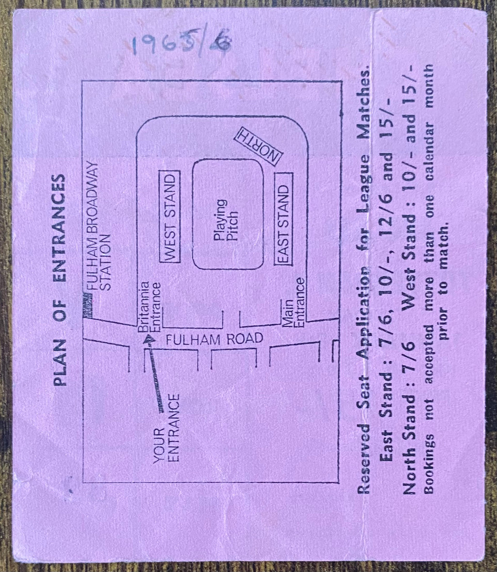 1965/66 ORIGINAL  DIVISION 1 TICKET CHELSEA V TOTTENHAM HOTSPUR