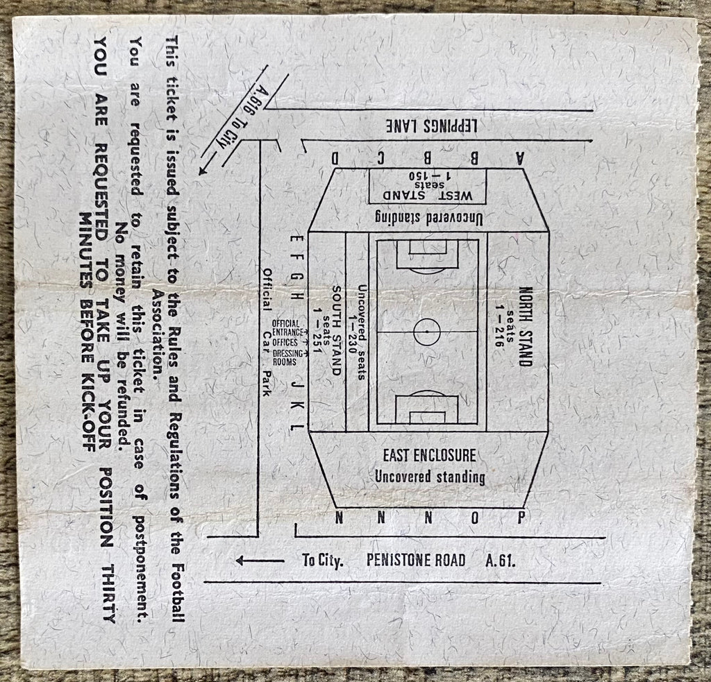 1966 ORIGINAL WORLD CUP QUARTER FINAL TICKET WEST GERMANY V URUGUAY @ HILLSBOROUGH