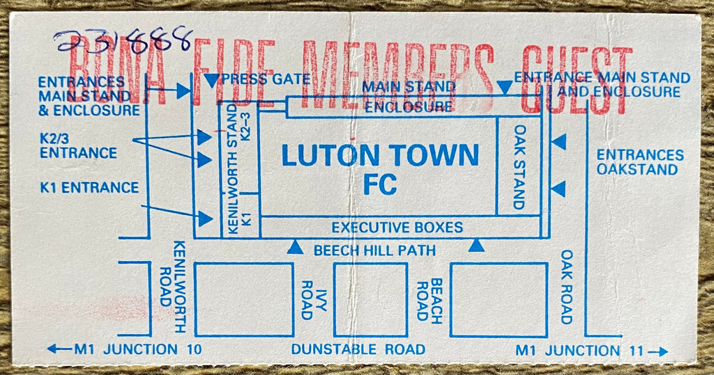 1990/91 ORIGINAL DIVISION 1 TICKET LUTON TOWN V LEEDS UNITED