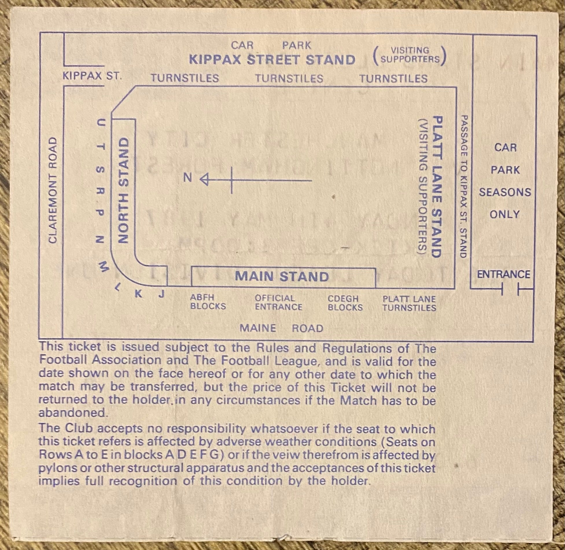 1986/87 ORIGINAL DIVISION 1 TICKET MANCHESTER CITY V NOTTINGHAM FOREST