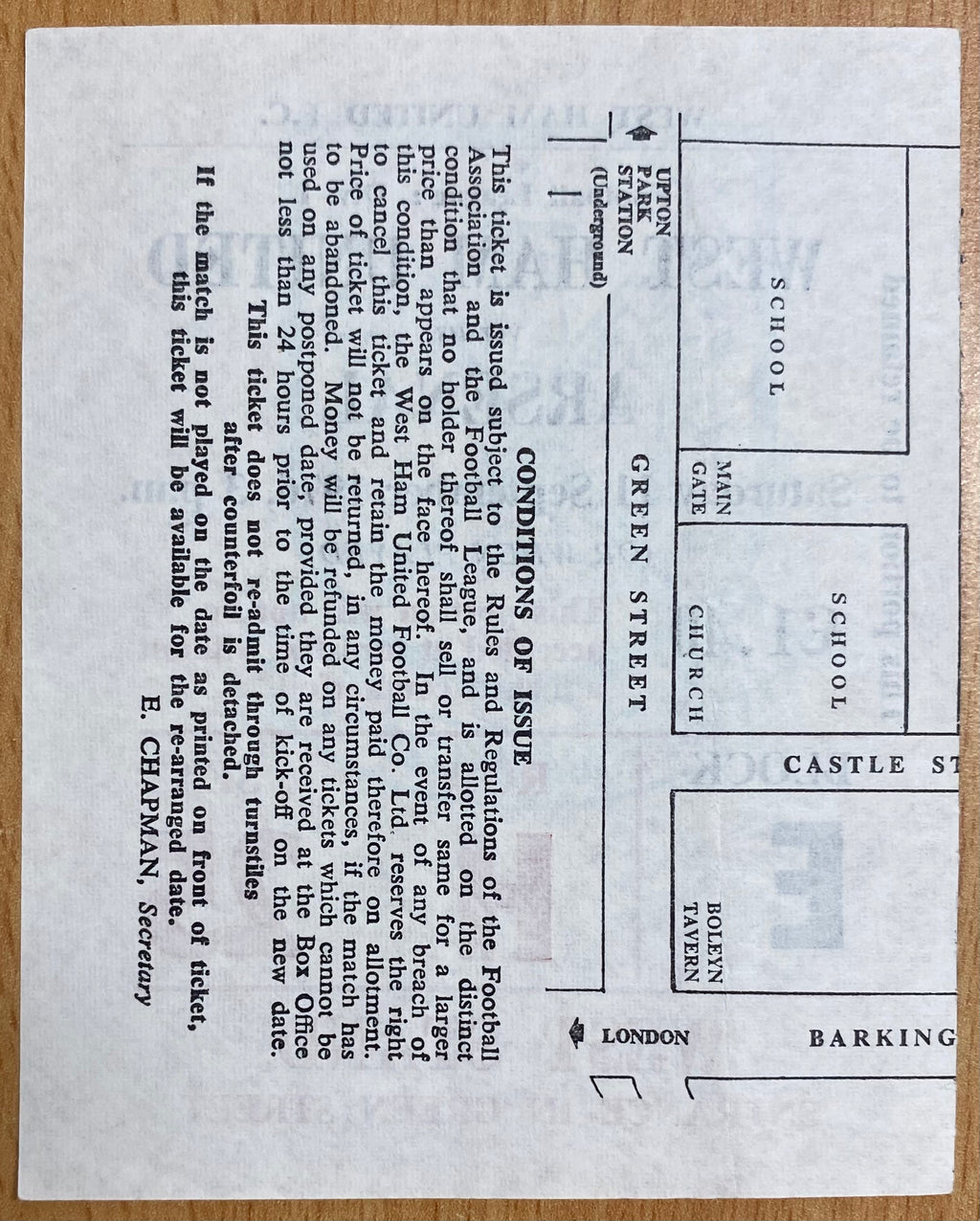 1976/77 ORIGINAL DIVISION ONE TICKET WEST HAM UNITED V ARSENAL