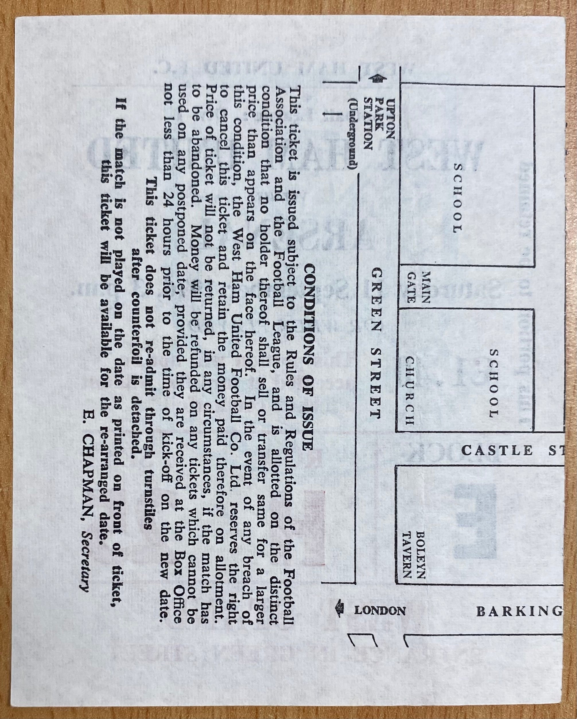 1976/77 ORIGINAL DIVISION ONE TICKET WEST HAM UNITED V ARSENAL