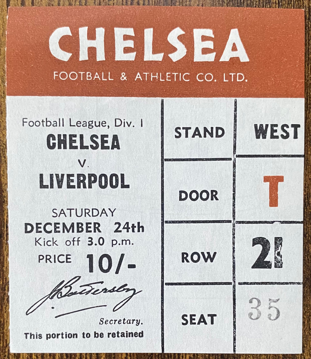 1966/67 ORIGINAL  DIVISION 1 TICKET CHELSEA V LIVERPOOL