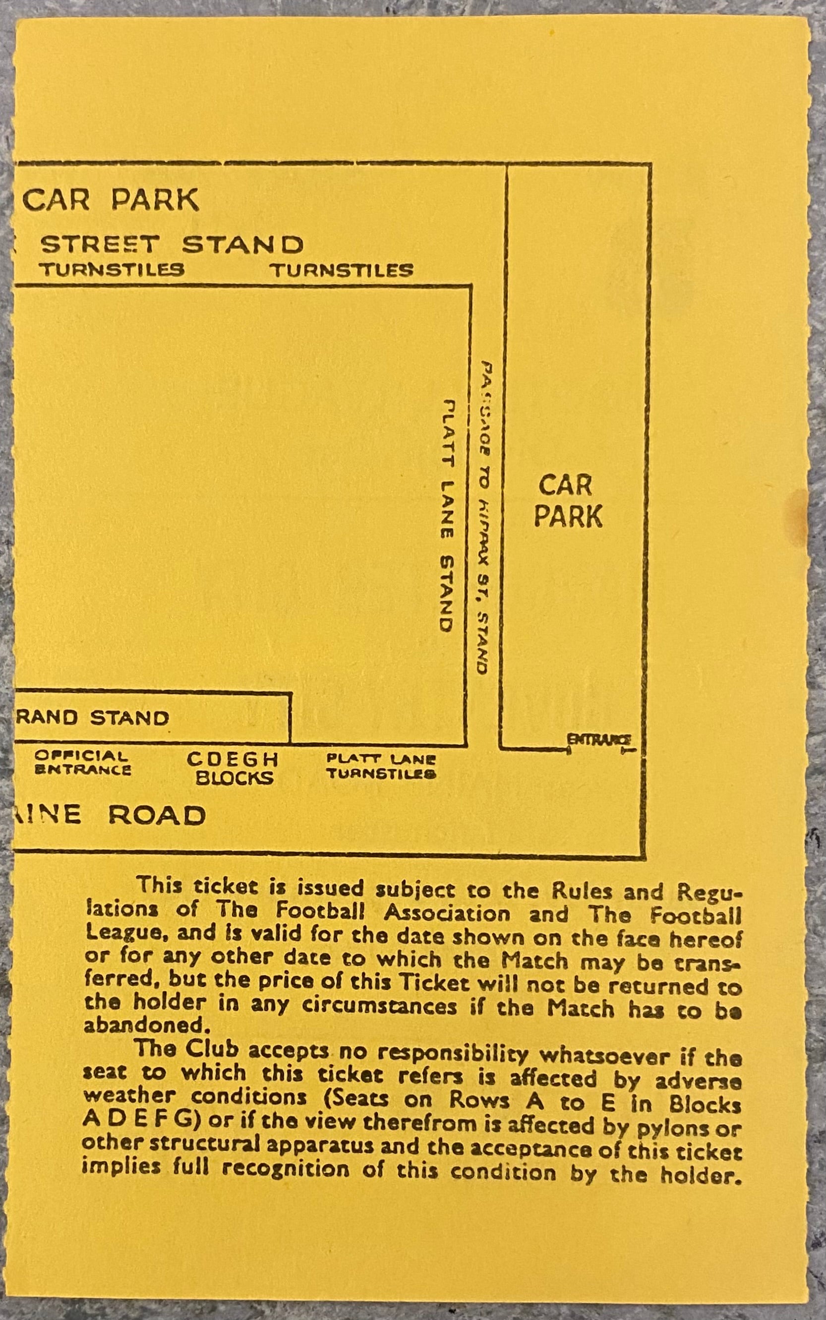 1969/70 ORIGINAL DIVISION 1 TICKET MANCHESTER CITY V COVENTRY CITY