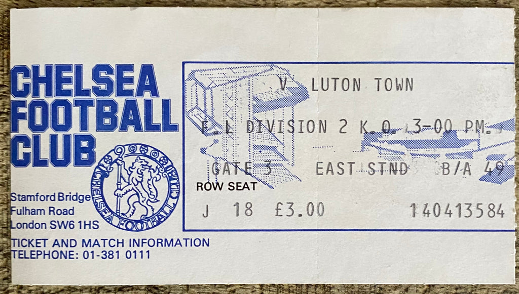 1980/81 ORIGINAL DIVISION 2 TICKET CHELSEA V LUTON TOWN