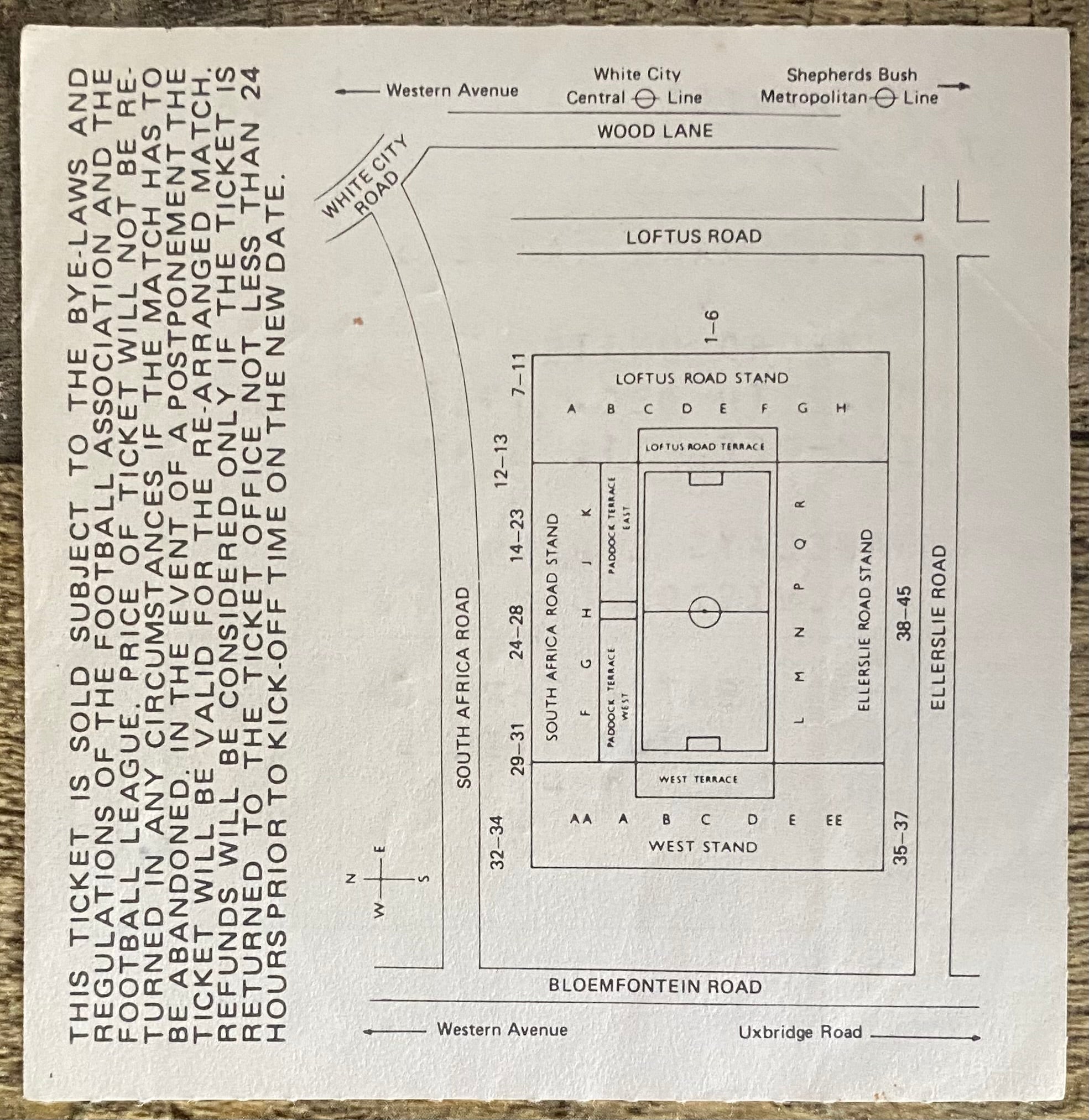 1987/88 ORIGINAL DIVISION ONE TICKET QUEENS PARK RANGERS V OXFORD UNITED