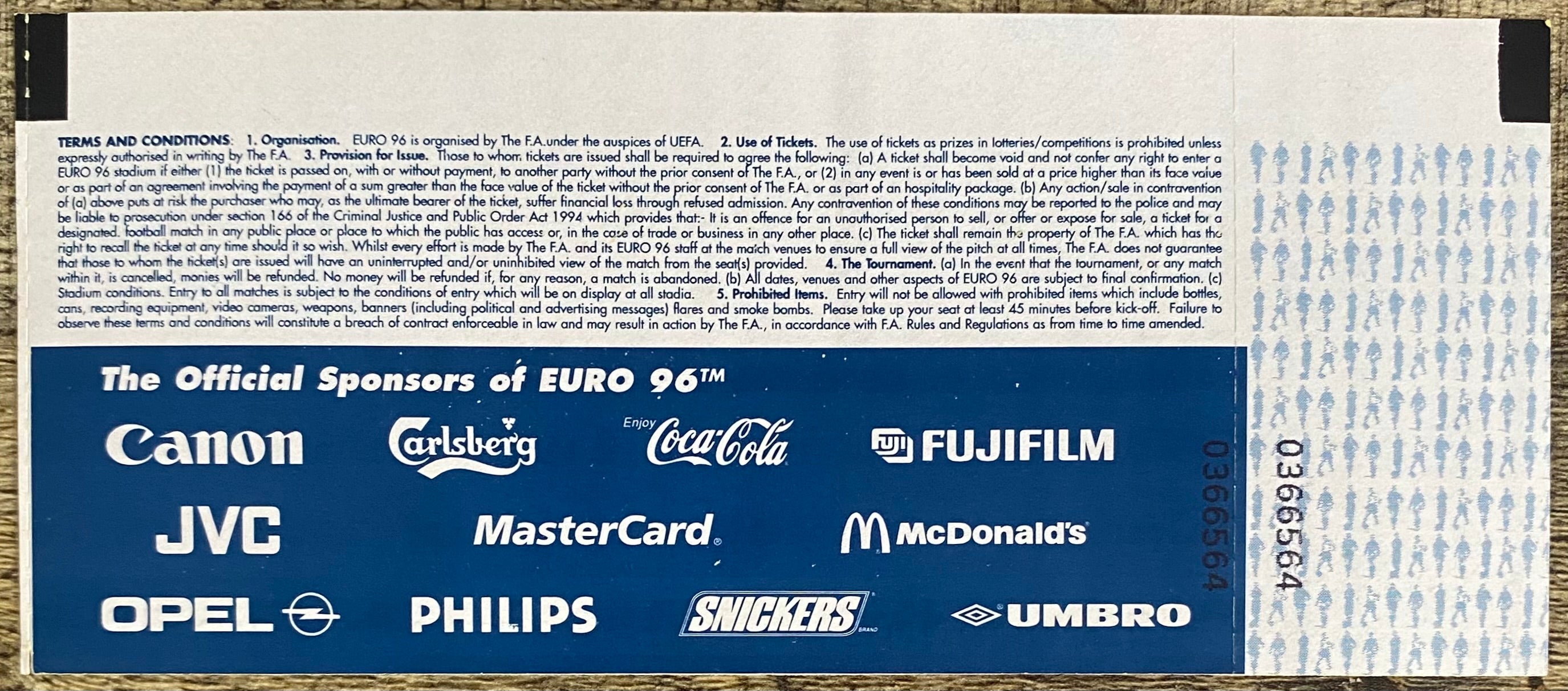 1996 ORIGINAL EUROPEAN CHAMPIONSHIPS EURO 96 UNUSED TICKET TURKEY V CROATIA @ CITY GROUND