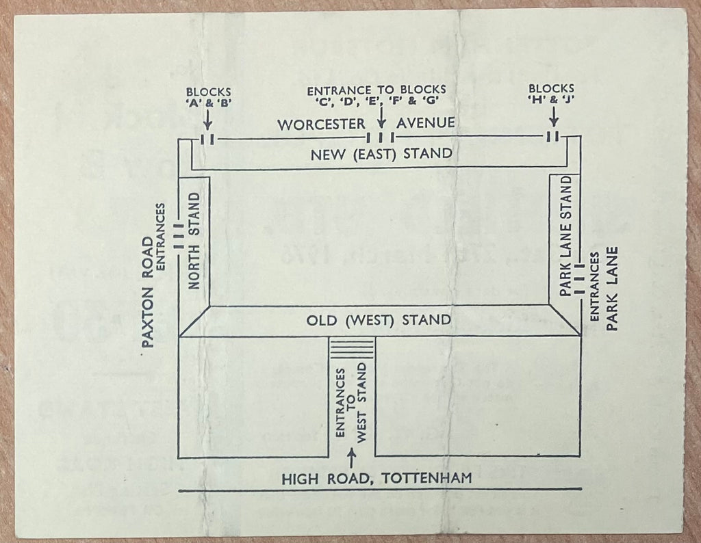1975/76 ORIGINAL DIVISION ONE TICKET TOTTENHAM HOTSPUR V SHEFFIELD UNITED