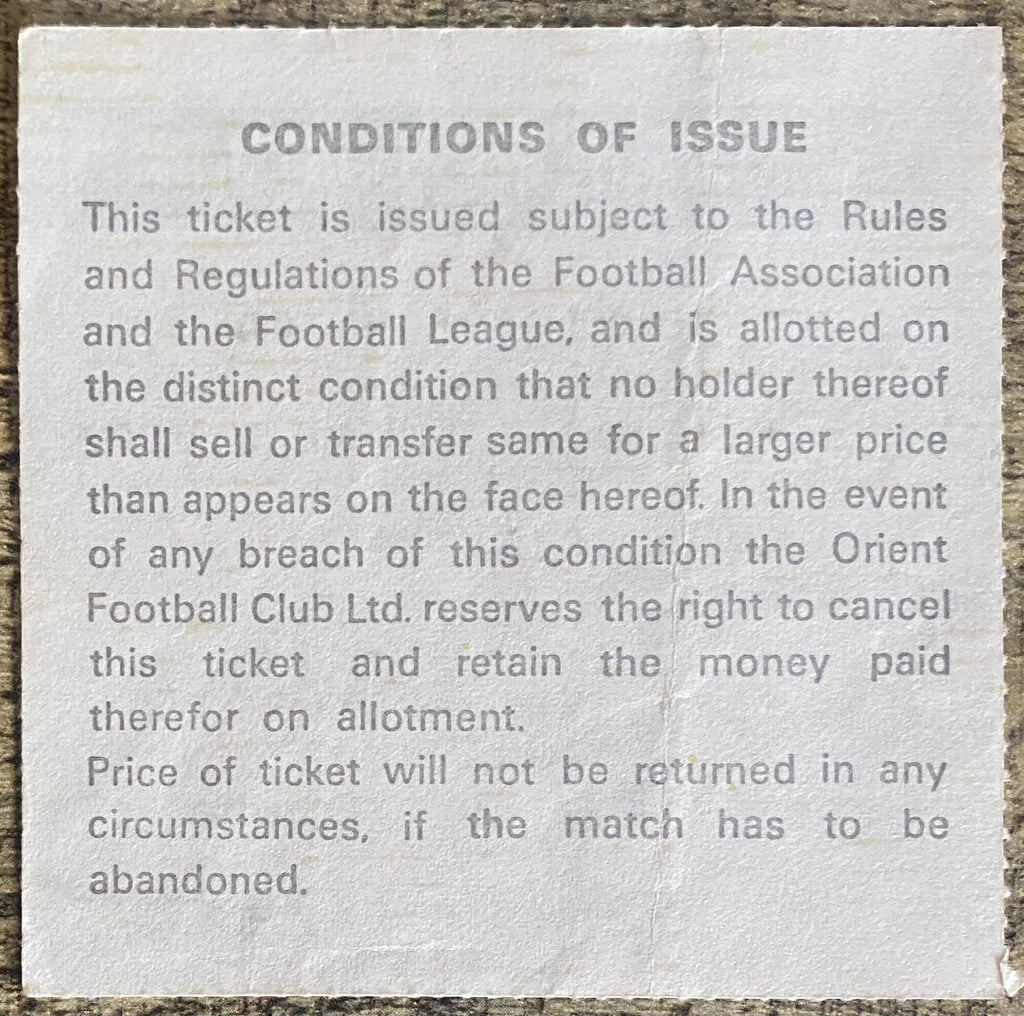 1975/76 ORIGINAL DIVISION 2 TICKET ORIENT V PLYMOUTH ARGYLE