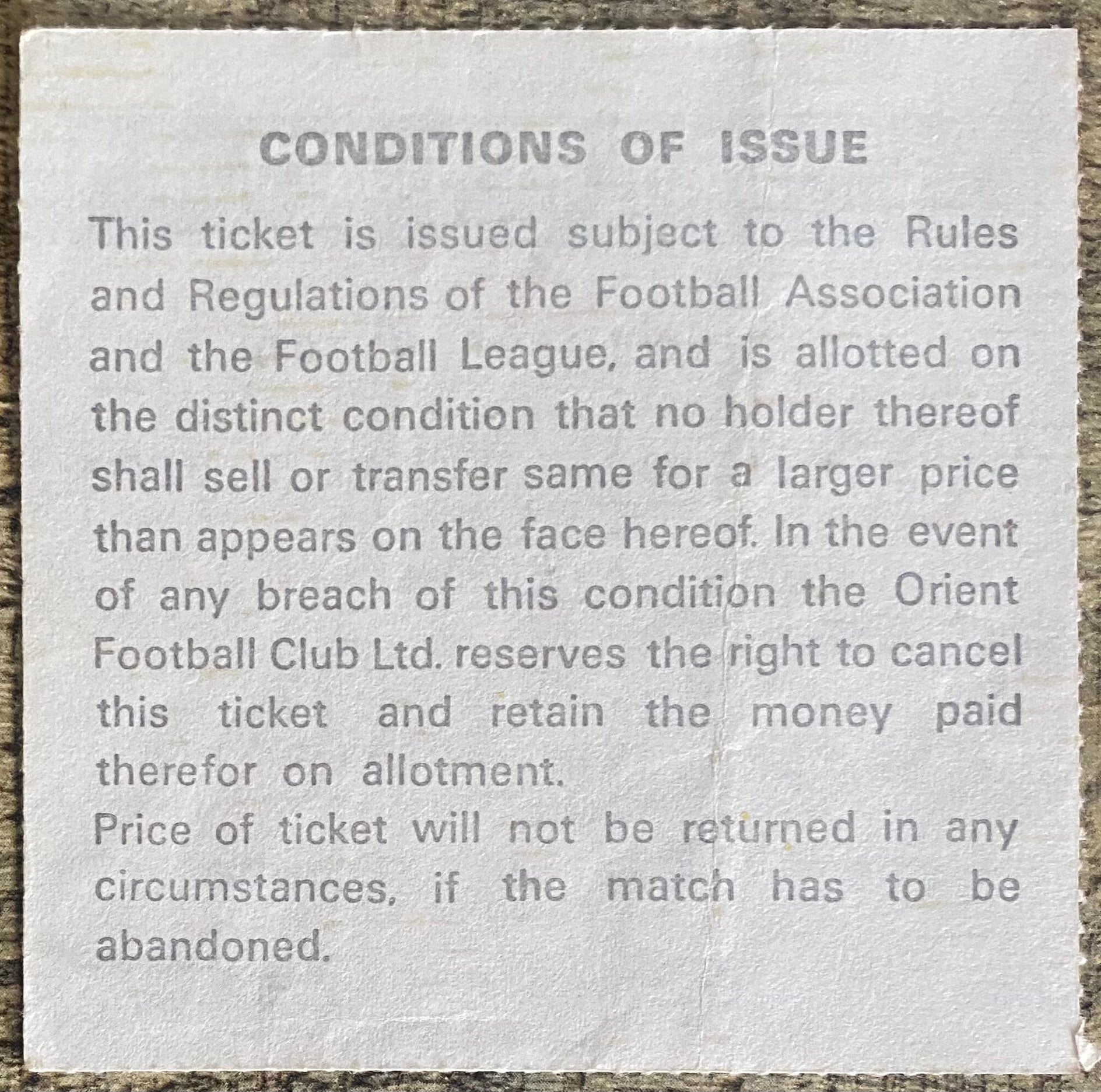 1975/76 ORIGINAL DIVISION 2 TICKET ORIENT V PLYMOUTH ARGYLE
