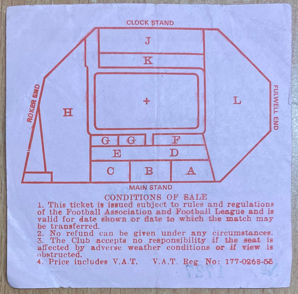 1975/76 ORIGINAL FA CUP 6TH ROUND TICKET SUNDERLAND V CRYSTAL PALACE