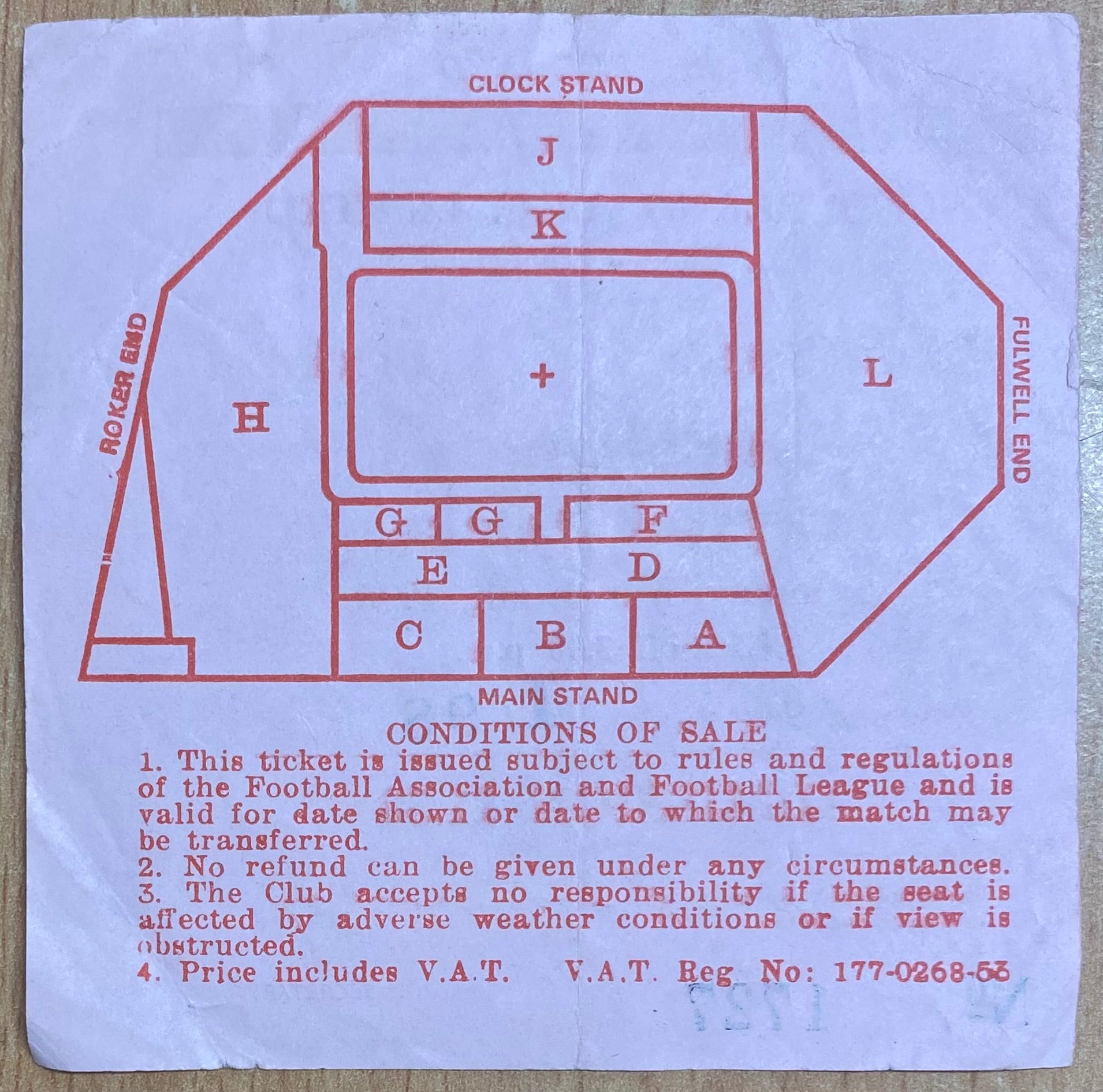 1975/76 ORIGINAL FA CUP 6TH ROUND TICKET SUNDERLAND V CRYSTAL PALACE