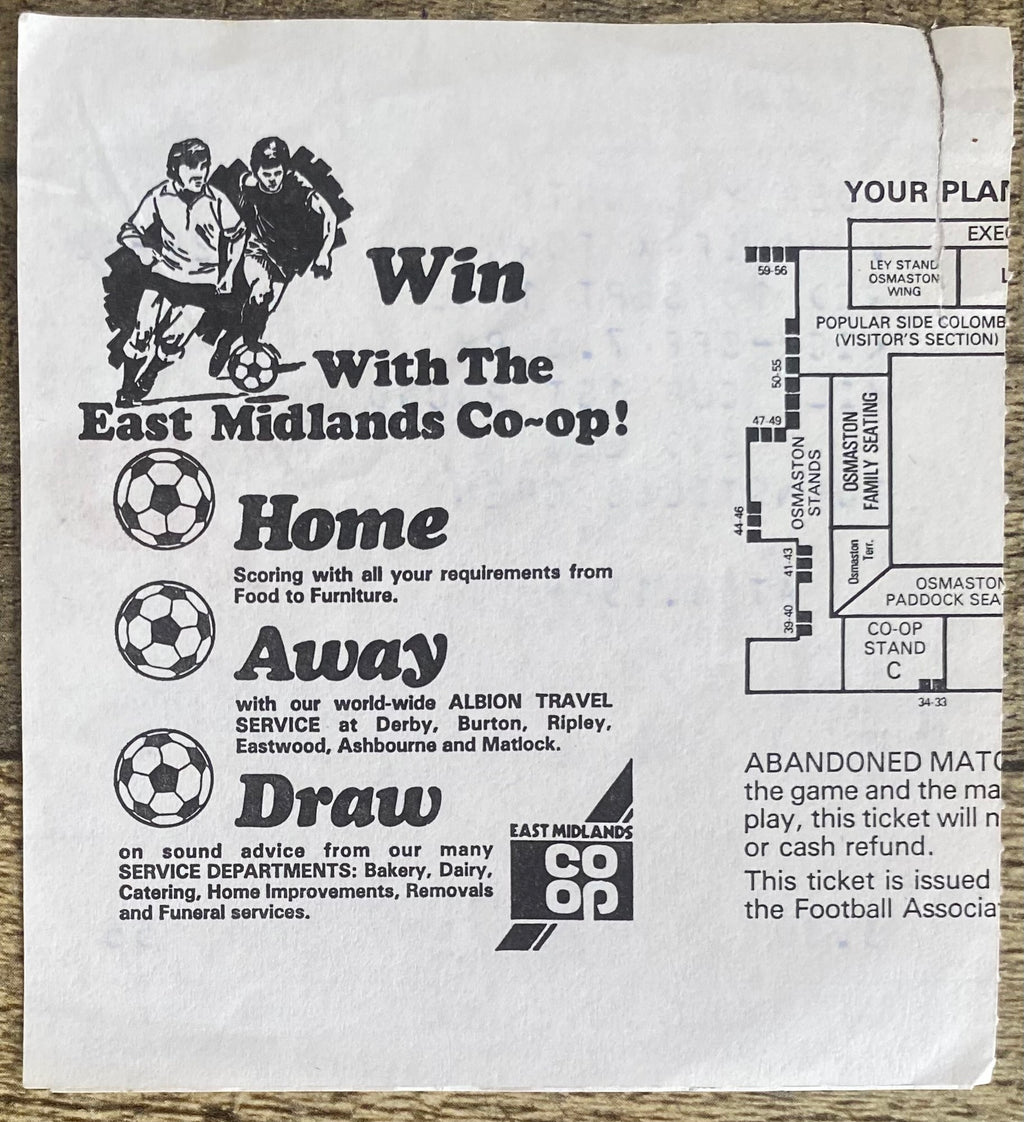 1982/83 ORIGINAL MILK CUP 1ST ROUND 2ND LEG TICKET DERBY COUNTY V HALIFAX TOWN