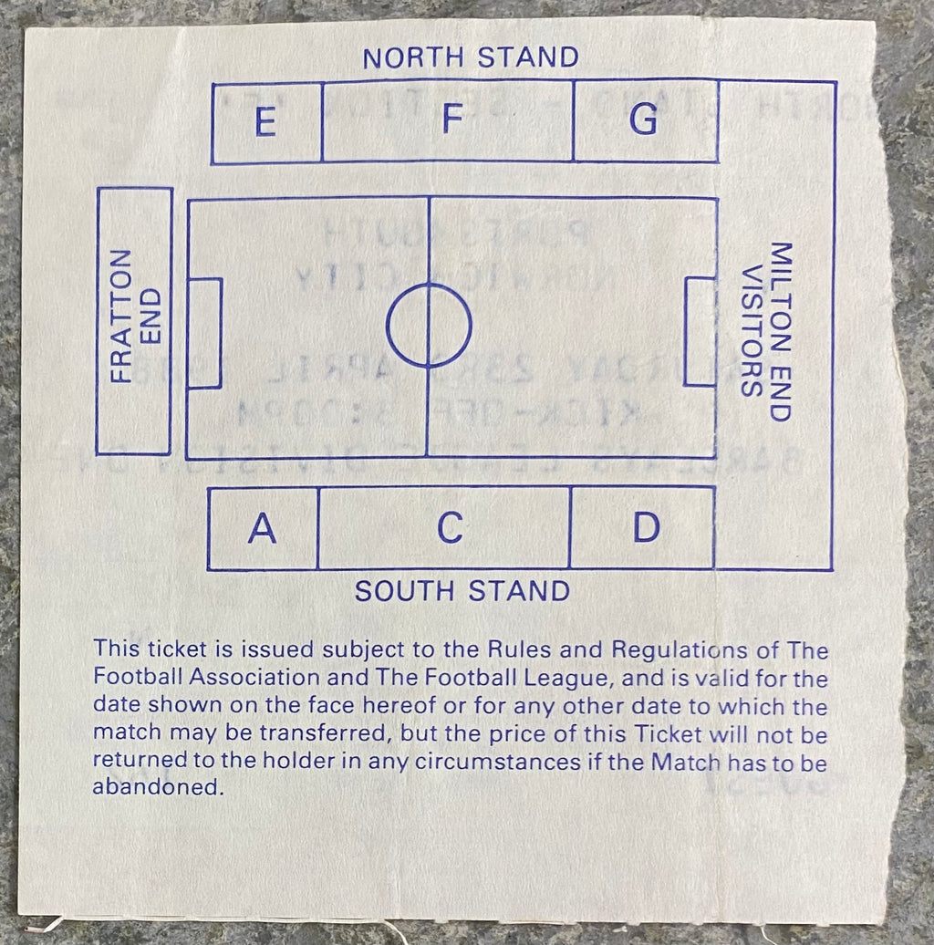 1987/88 ORIGINAL DIVISION 1 TICKET PORTSMOUTH V NORWICH CITY
