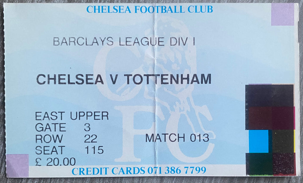 1991/92 ORIGINAL DIVISION 1 TICKET CHELSEA V TOTTENHAM HOTSPUR