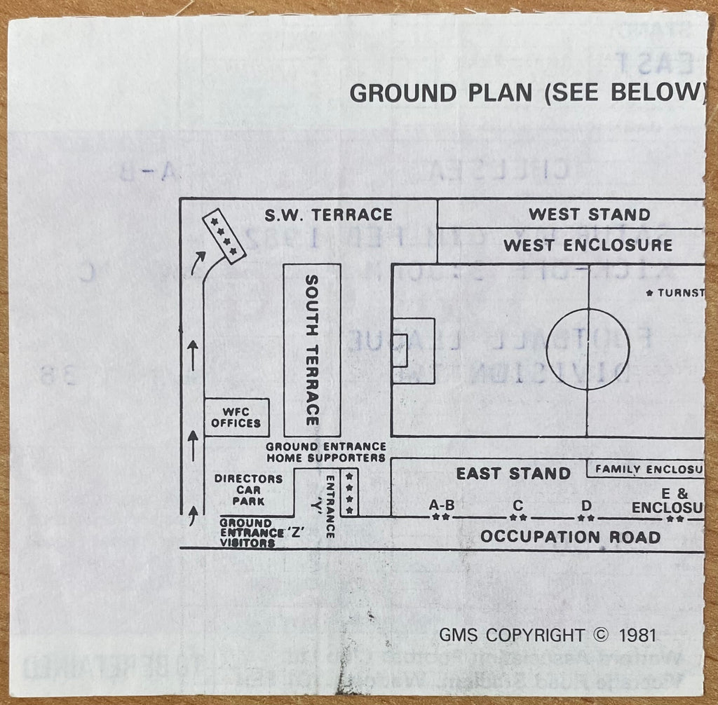 1981/82 ORIGINAL DIVISION TWO TICKET WATFORD V CHELSEA
