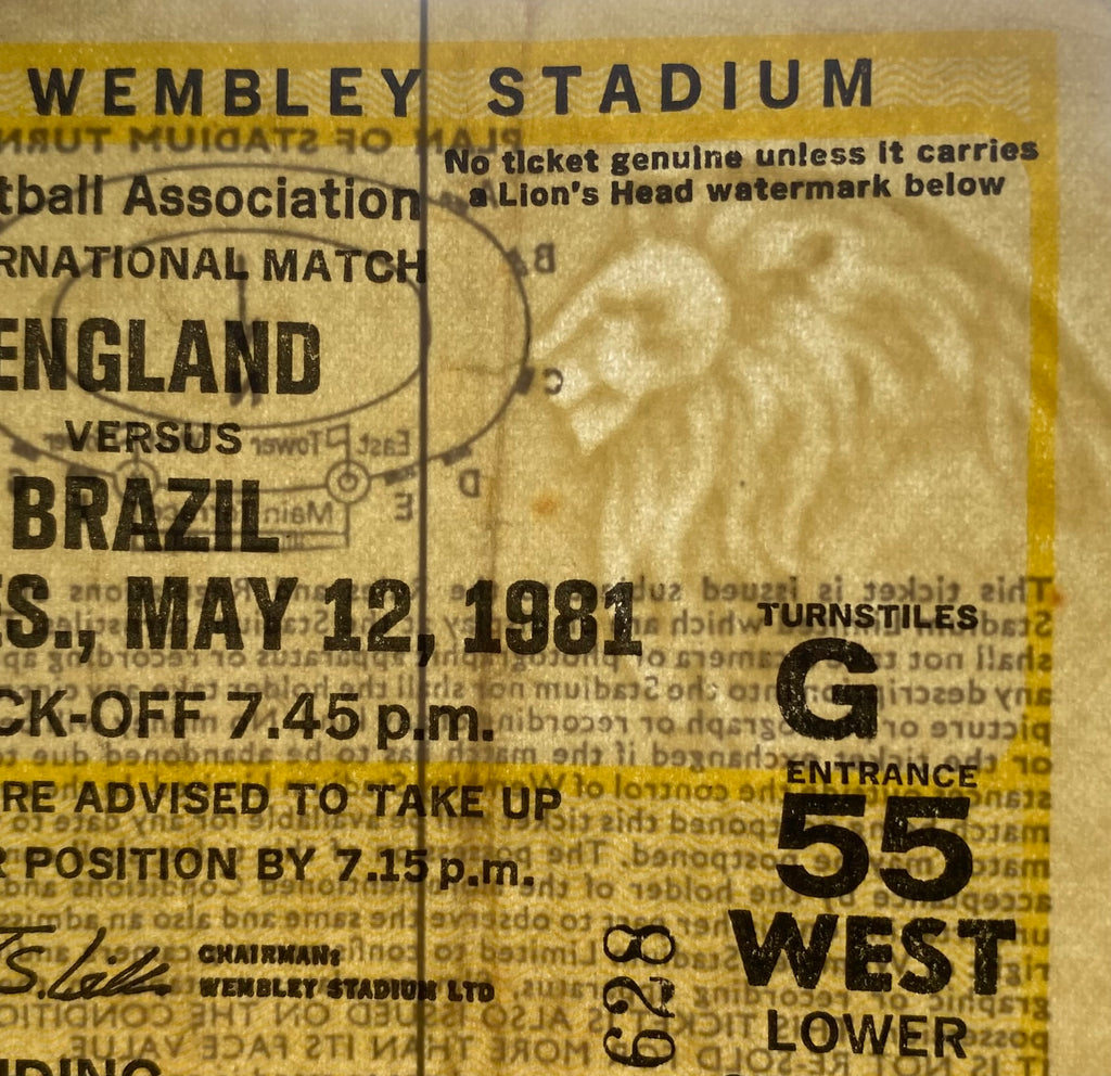 1981 ORIGINAL INTERNATIONAL TICKET ENGLAND V BRAZIL