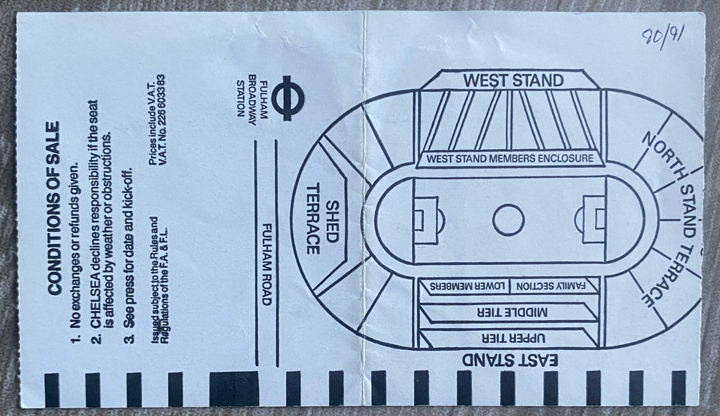 1990/91 ORIGINAL DIVISION ONE TICKET CHELSEA V TOTTENHAM HOTSPUR