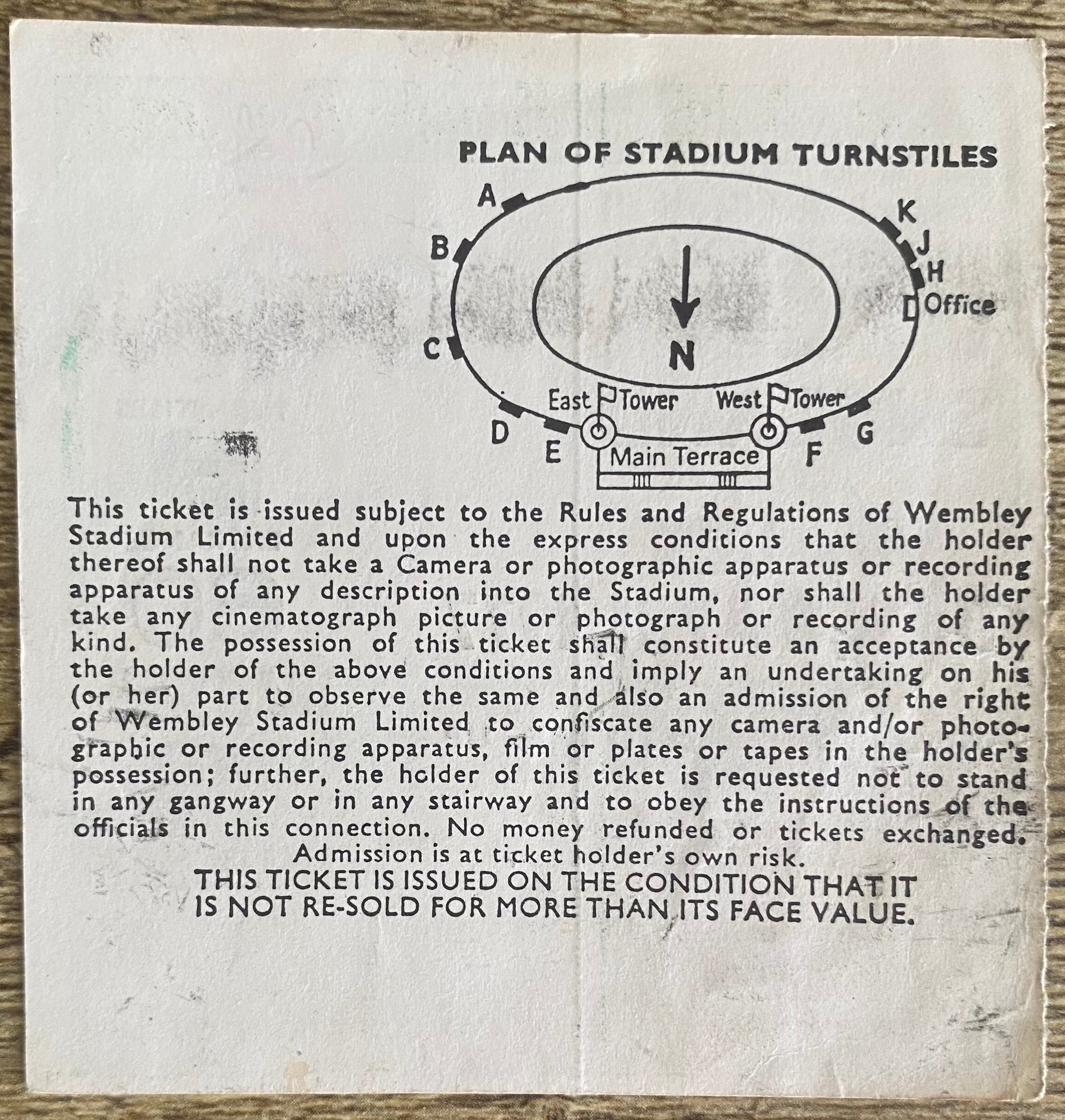 1977 ORIGINAL BRITISH HOME INTERNATIONAL CHAMPIONSHIPS TICKET ENGLAND V WALES