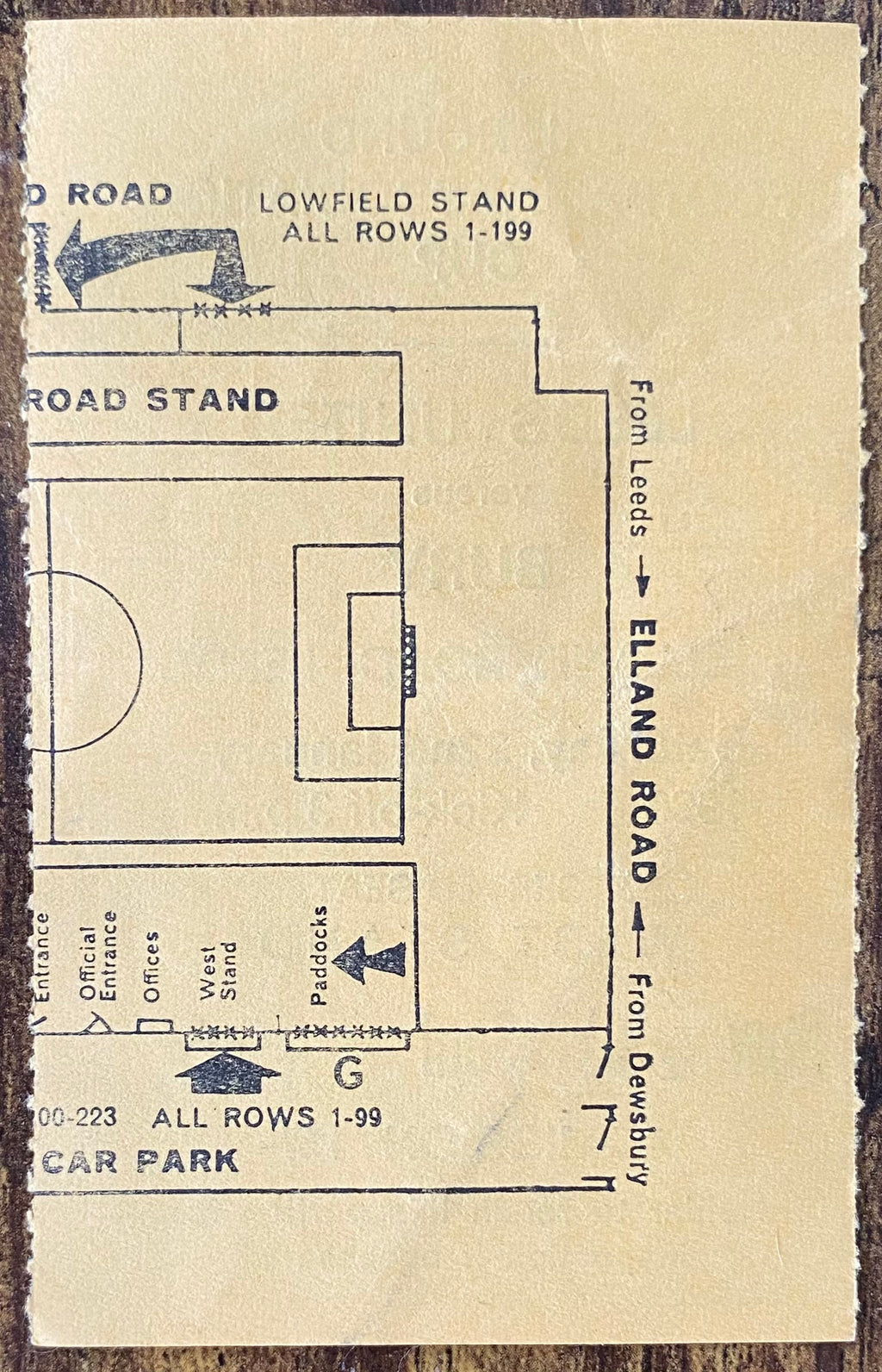 1965/66 ORIGINAL FA CUP 3RD ROUND TICKET LEEDS UNITED V BURY