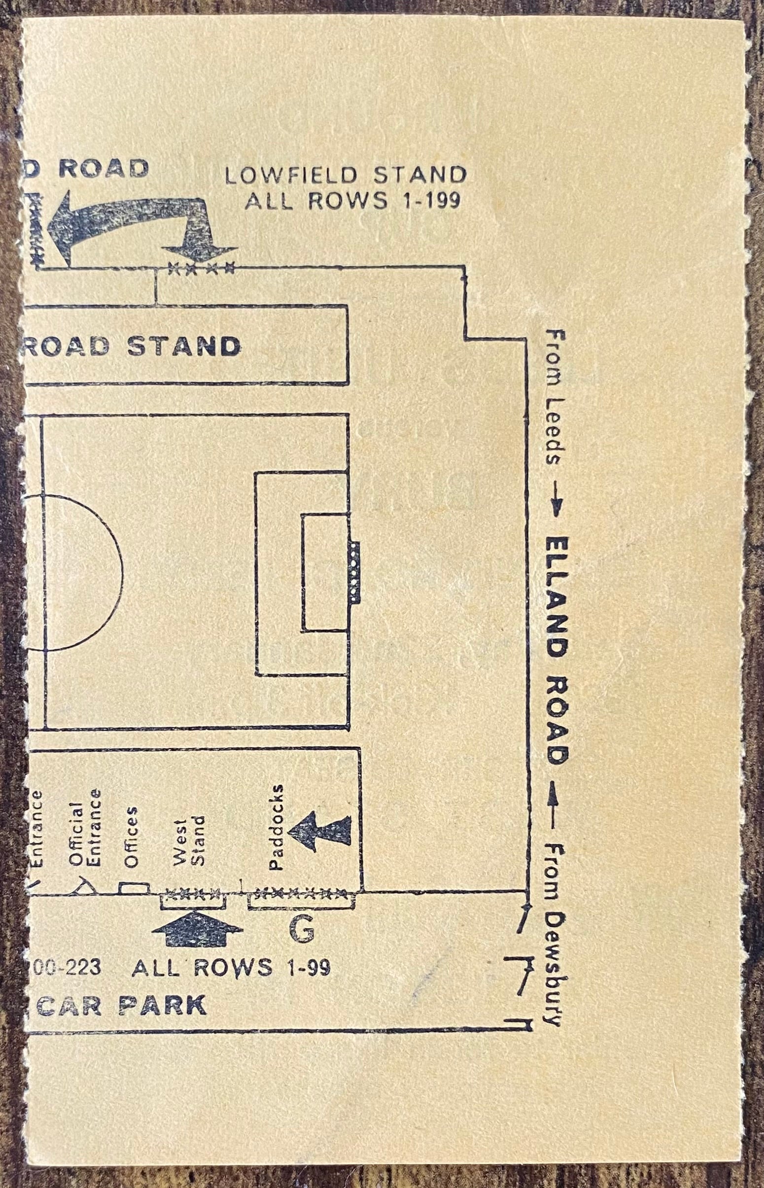 1965/66 ORIGINAL FA CUP 3RD ROUND TICKET LEEDS UNITED V BURY