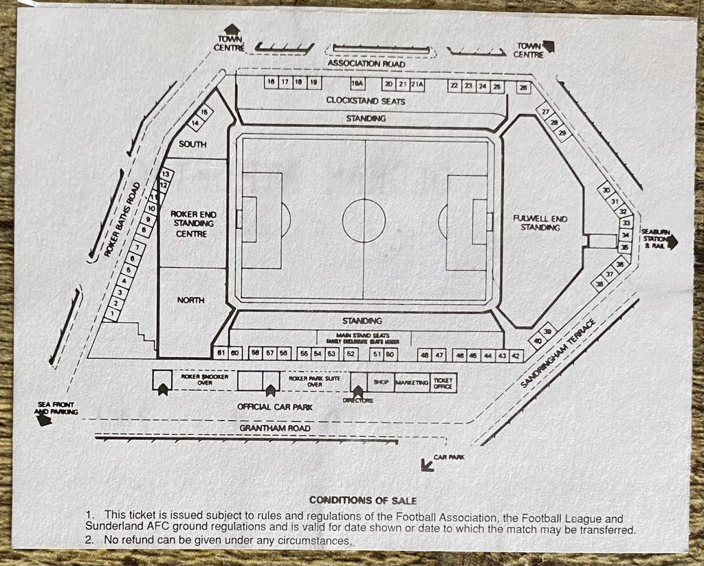 1995/96 ORIGINAL DIVISION ONE TICKET SUNDERLAND v OLDHAM ATHLETIC