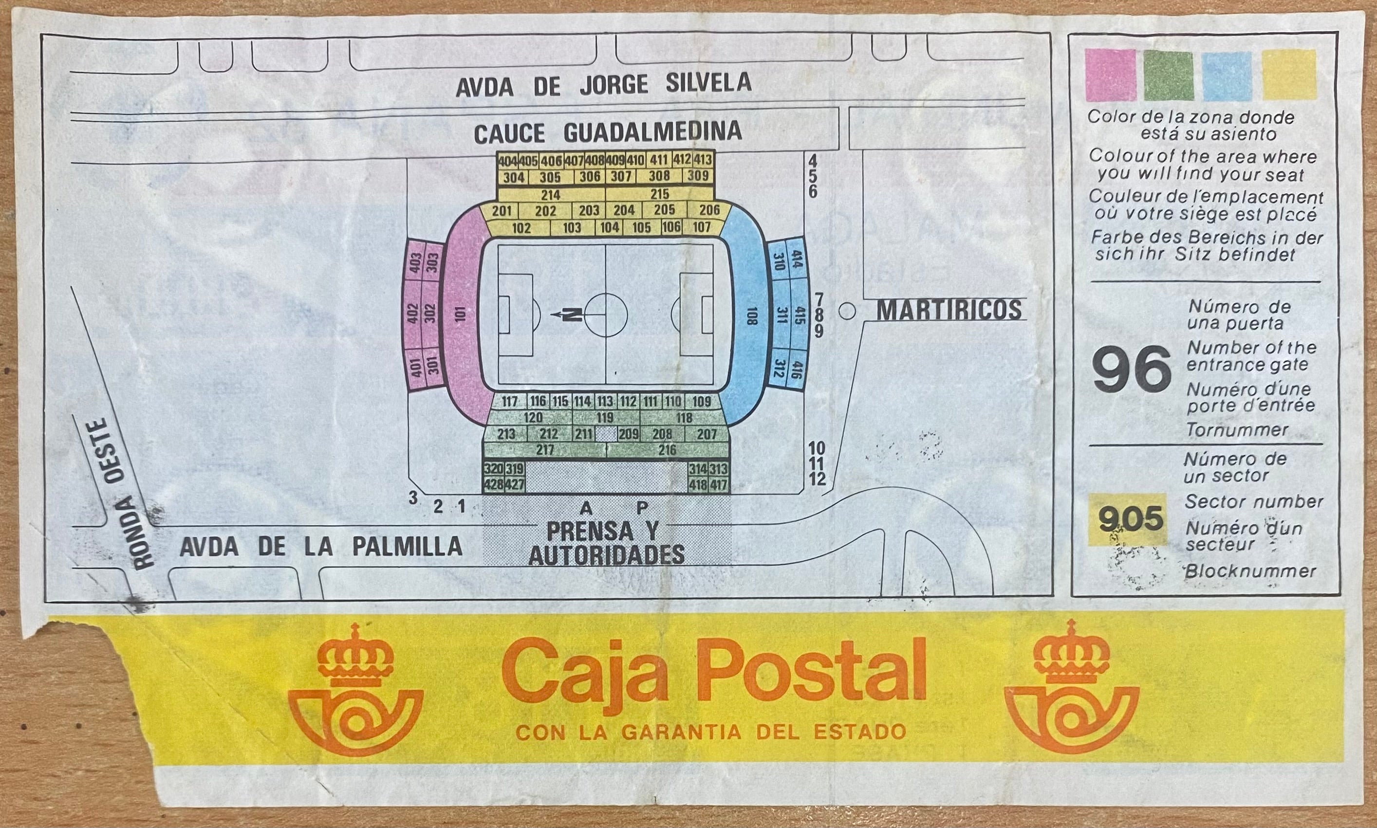 1982 ORIGINAL WORLD CUP 1ST ROUND TICKET SOVIET UNION V NEW ZEALAND @ MALAGA