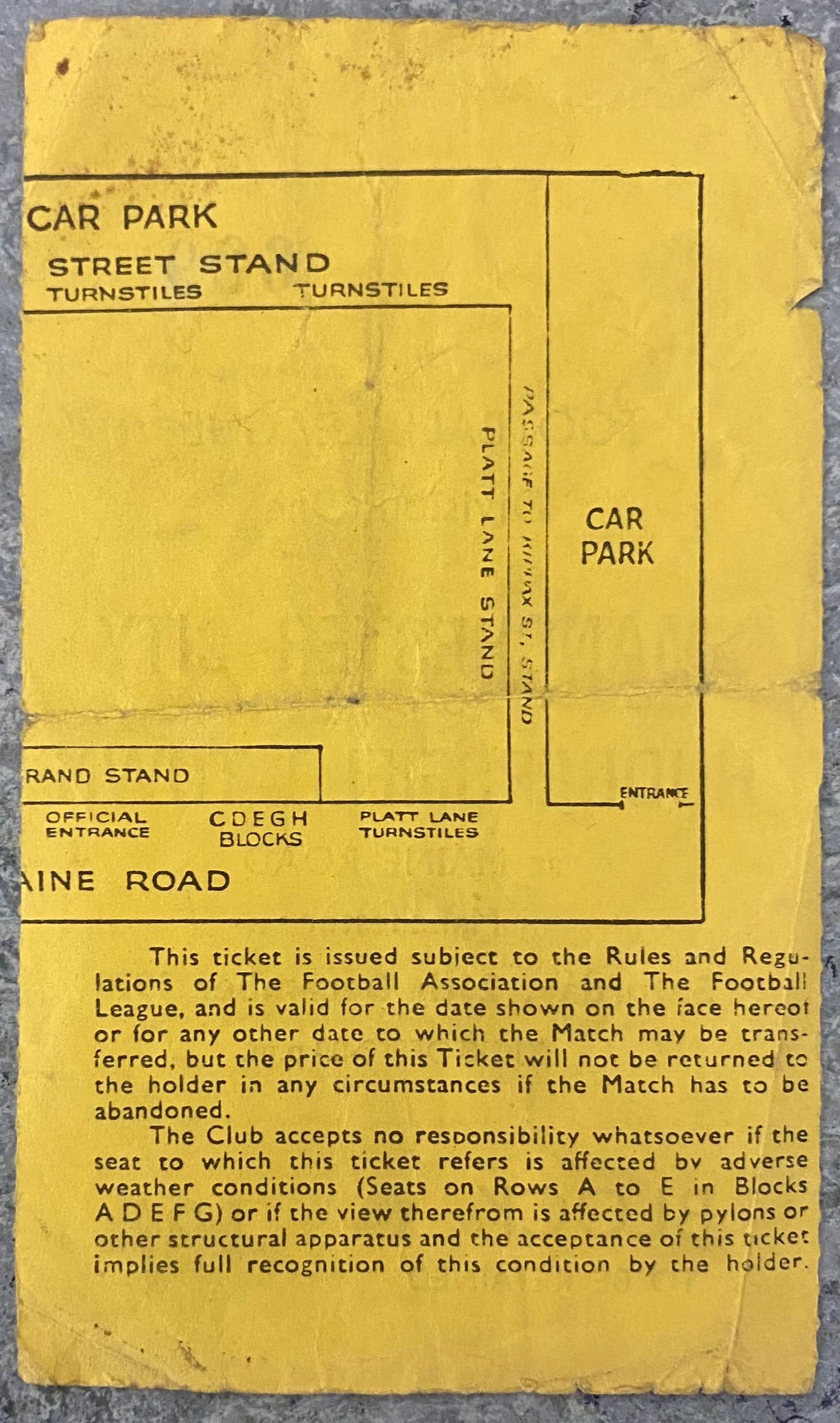 1970/71 ORIGINAL DIVISION 1 TICKET MANCHESTER CITY V HUDDERSFIELD TOWN