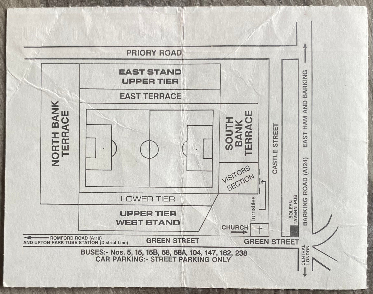 1990/91 ORIGINAL FA CUP 5TH ROUND TICKET WEST HAM UNITED V CREWE ALEXANDRA