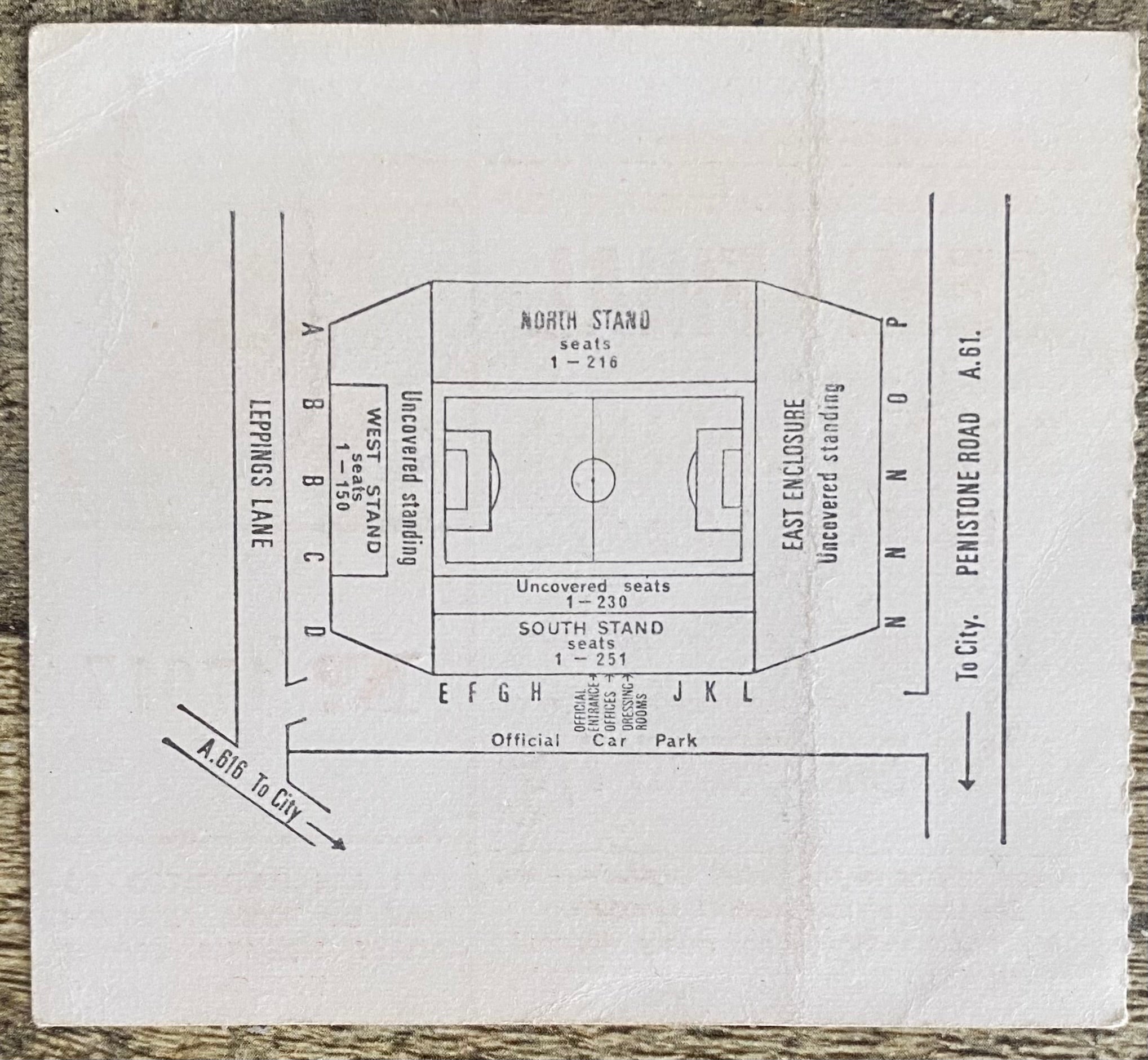 1969 ORIGINAL FA CUP SEMI FINAL TICKET LEICESTER CITY V WEST BROMWICH ALBION @ HILLSBOROUGH