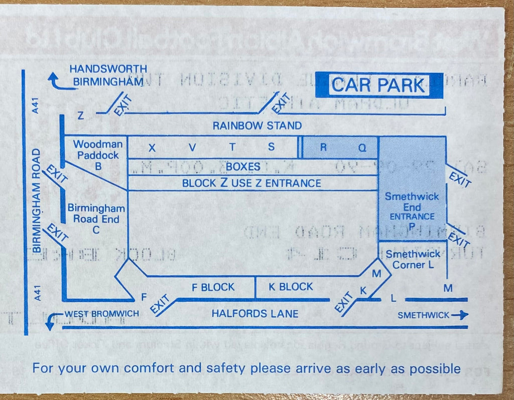 1990/91 ORIGINAL DIVISION 2 TICKET WEST BROMWICH ALBION V OLDHAM ATHLETIC
