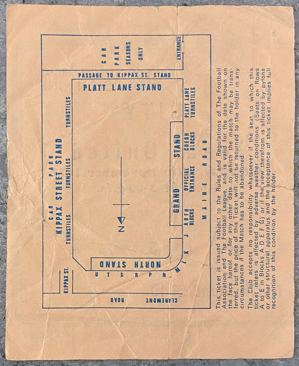 1977/78 ORIGINAL DIVISION 1 TICKET MANCHESTER CITY V LEEDS UNITED